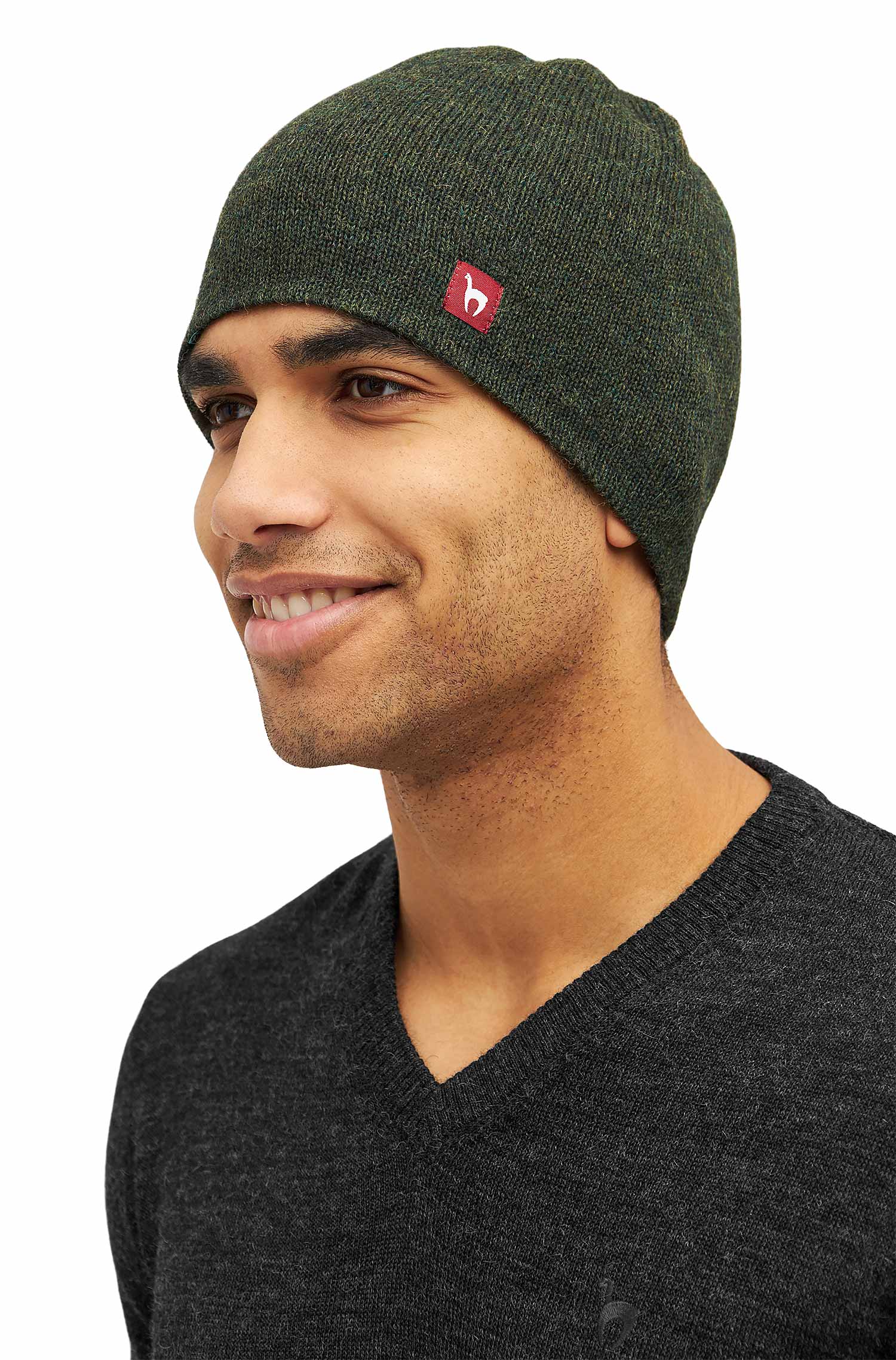 Alpaka Wendemütze UNI-tannengrün/schwarz