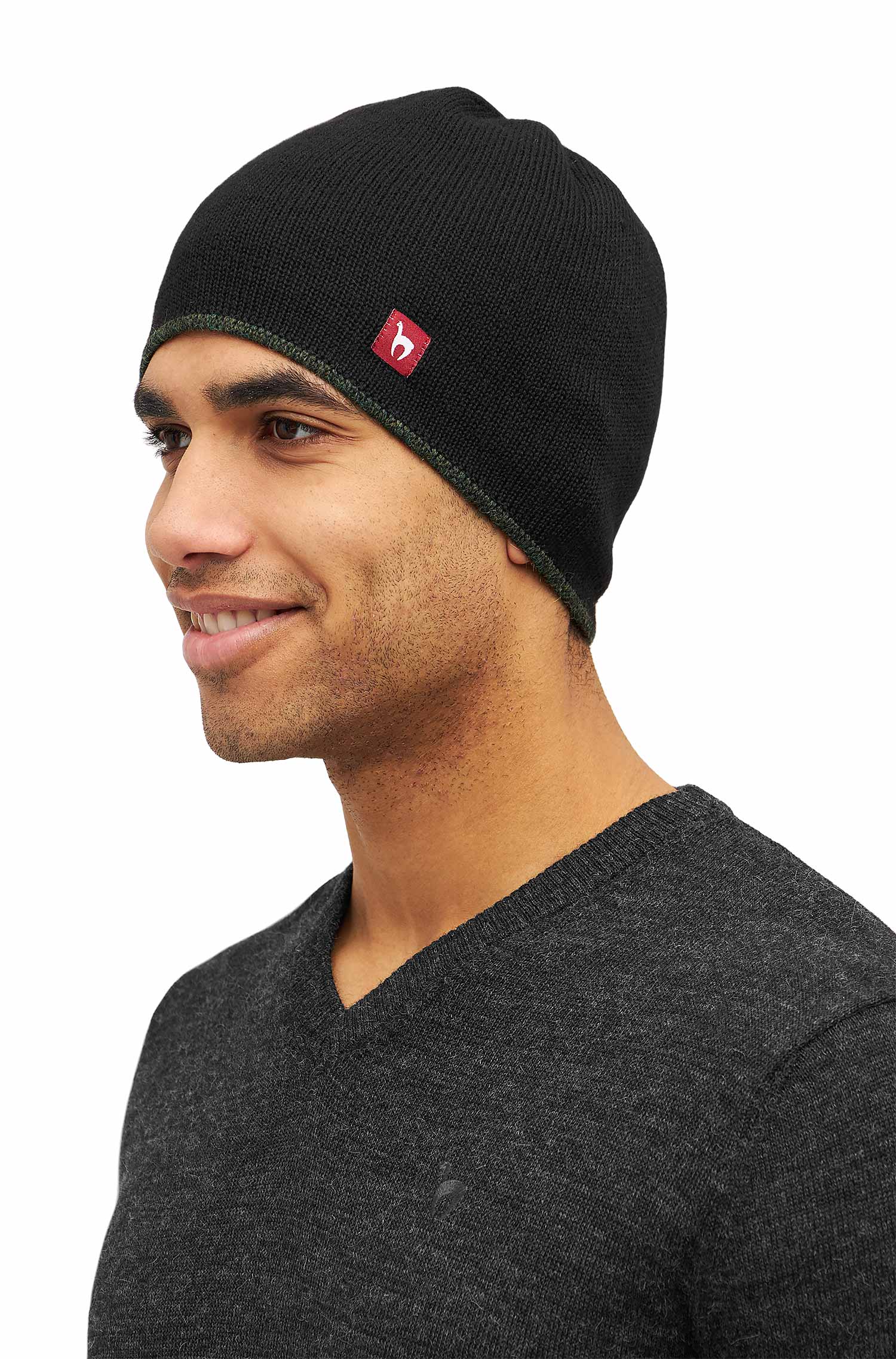 Alpaka Wendemütze UNI-tannengrün/schwarz