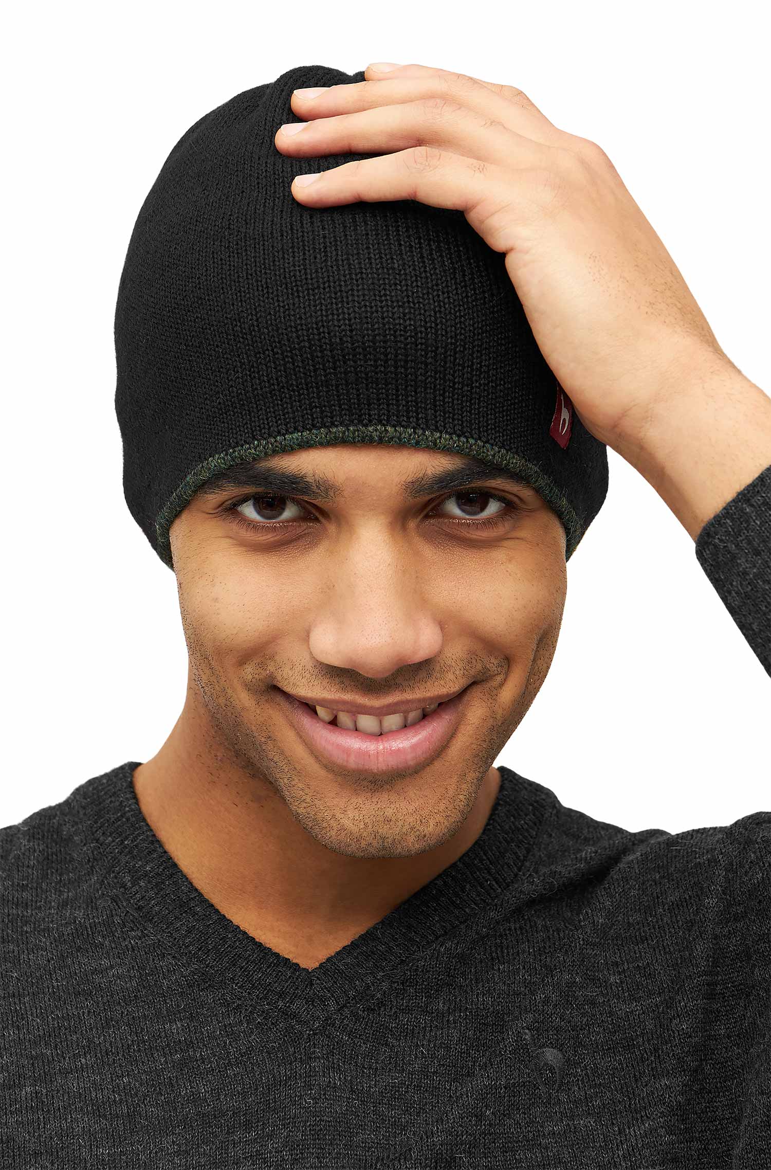 Alpaka Wendemütze UNI-tannengrün/schwarz