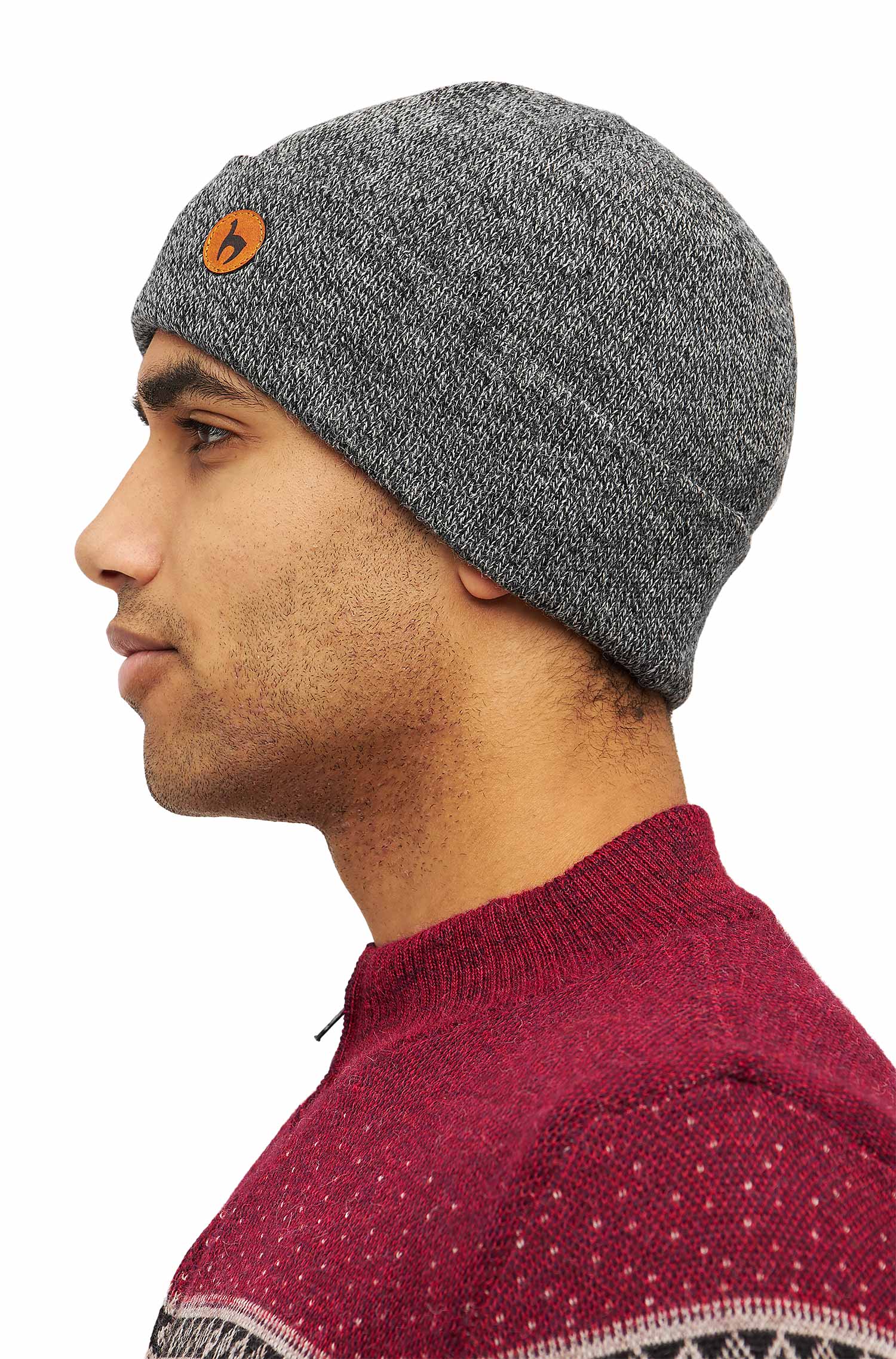 Alpaka Mütze BARK-grauschwarz meliert