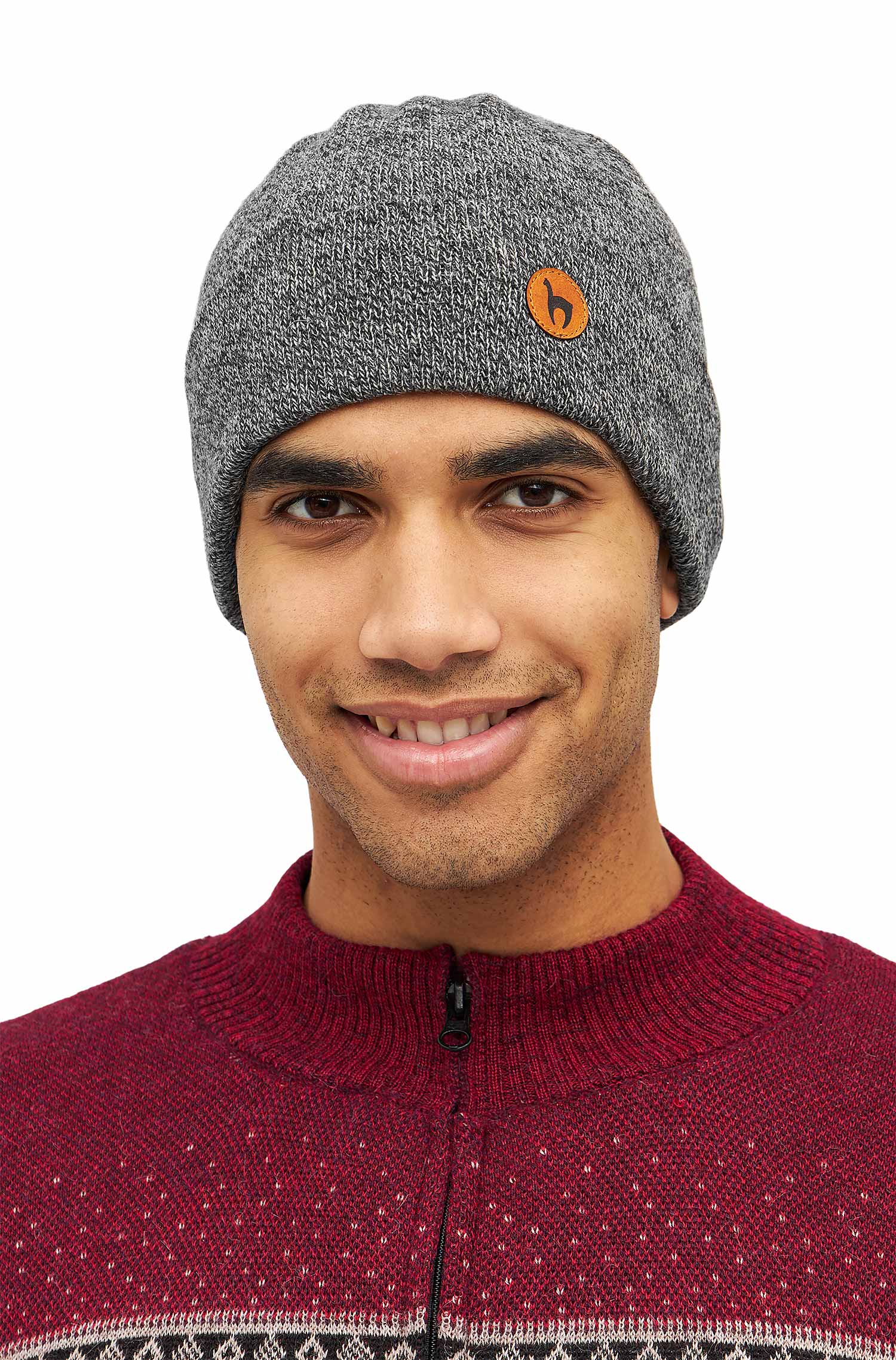 Alpaka Mütze BARK-grauschwarz meliert