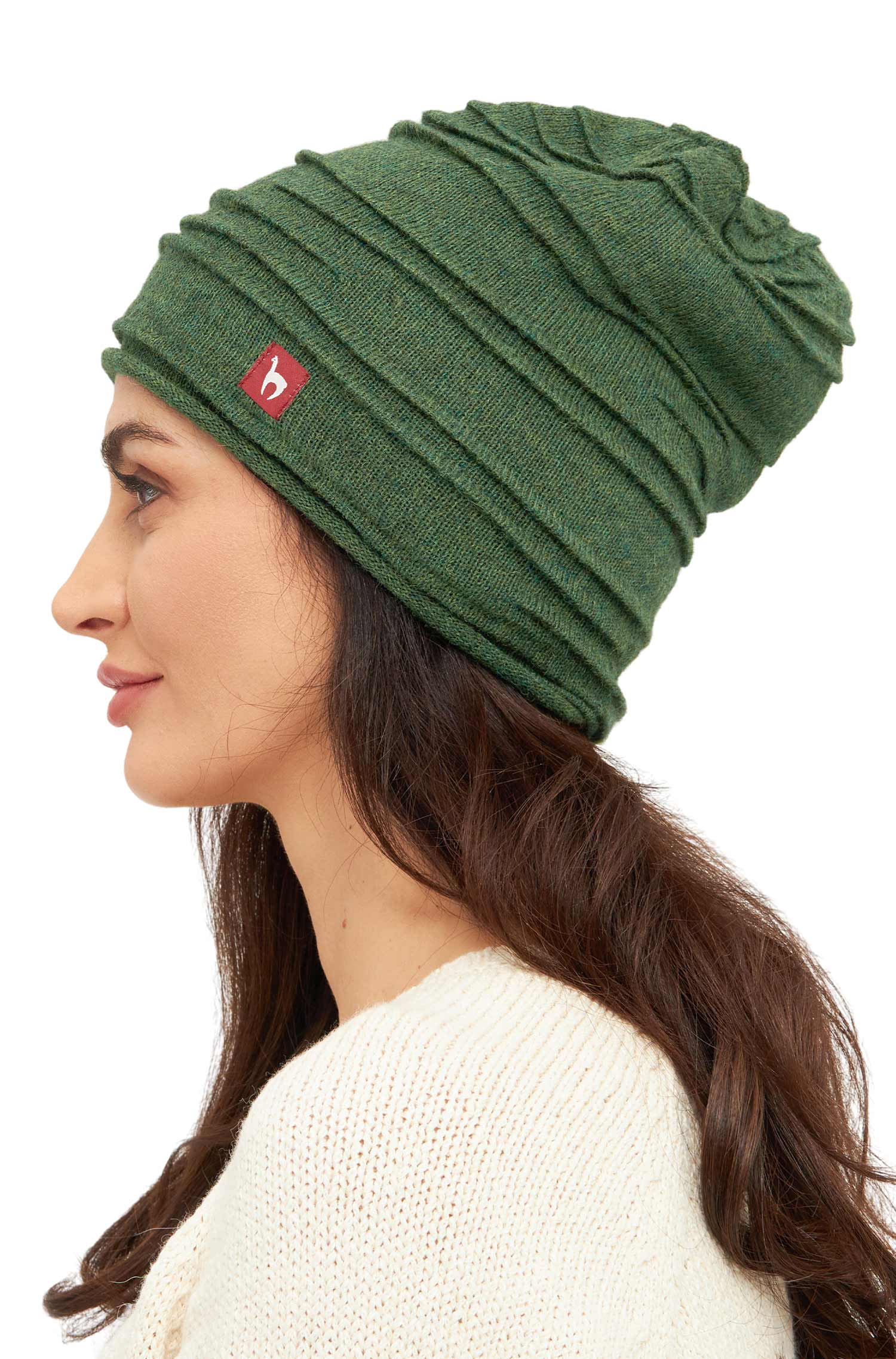 Alpaka Mütze CAMINOS | gefüttert-grün meliert