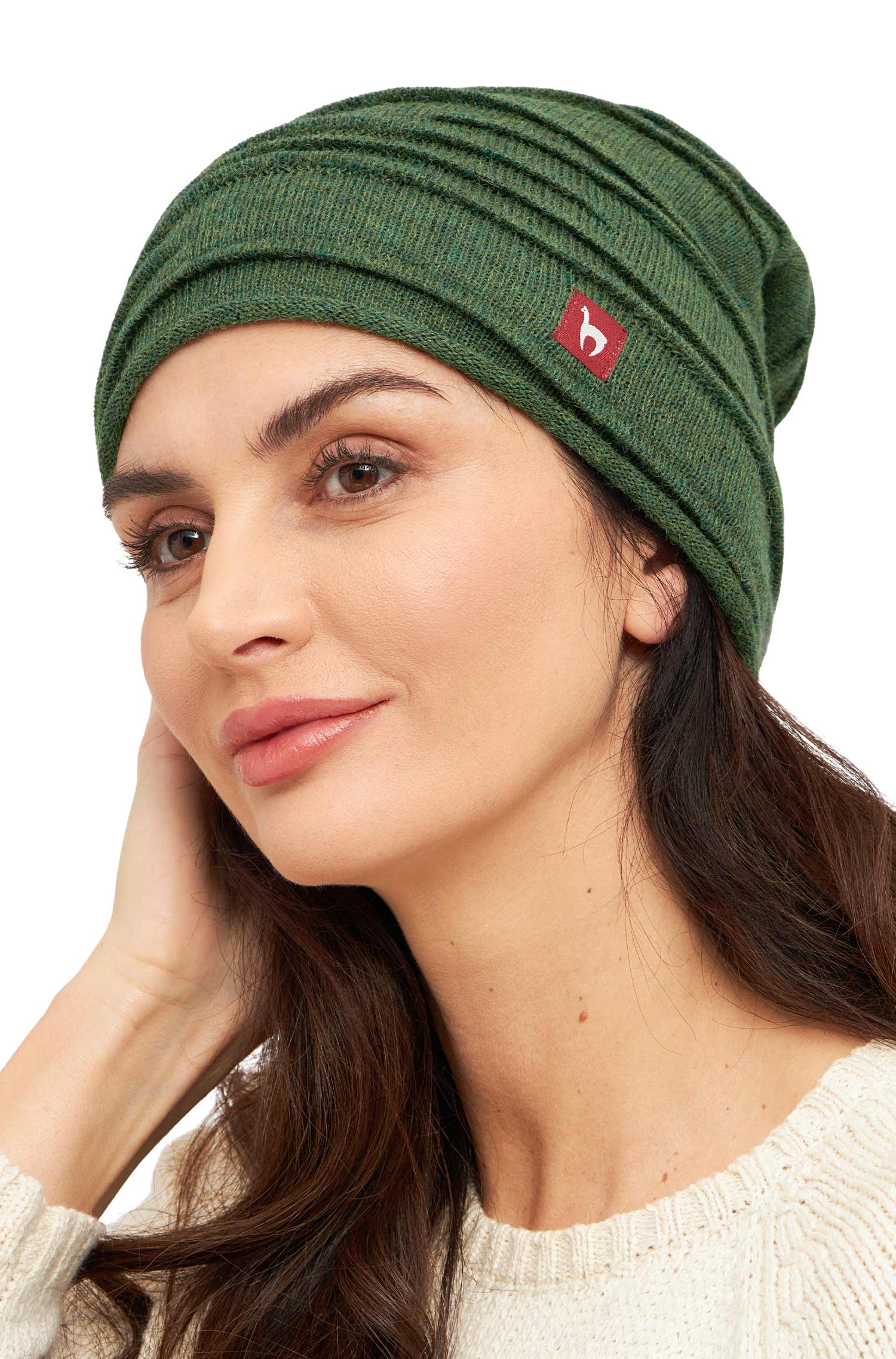 Alpaka Mütze CAMINOS | gefüttert-grün meliert