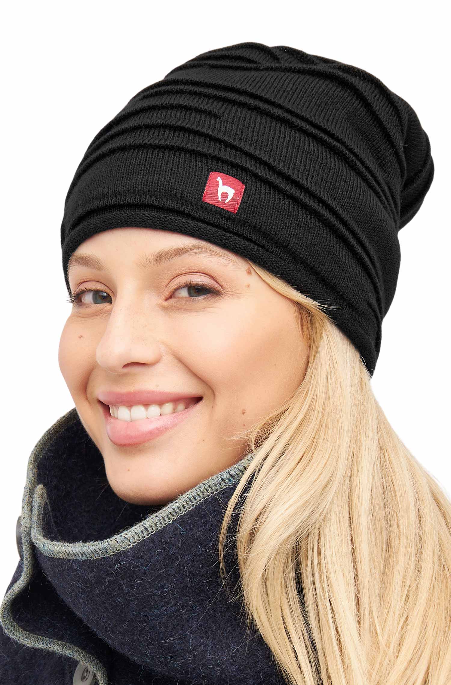 Alpaka Mütze CAMINOS | gefüttert-schwarz