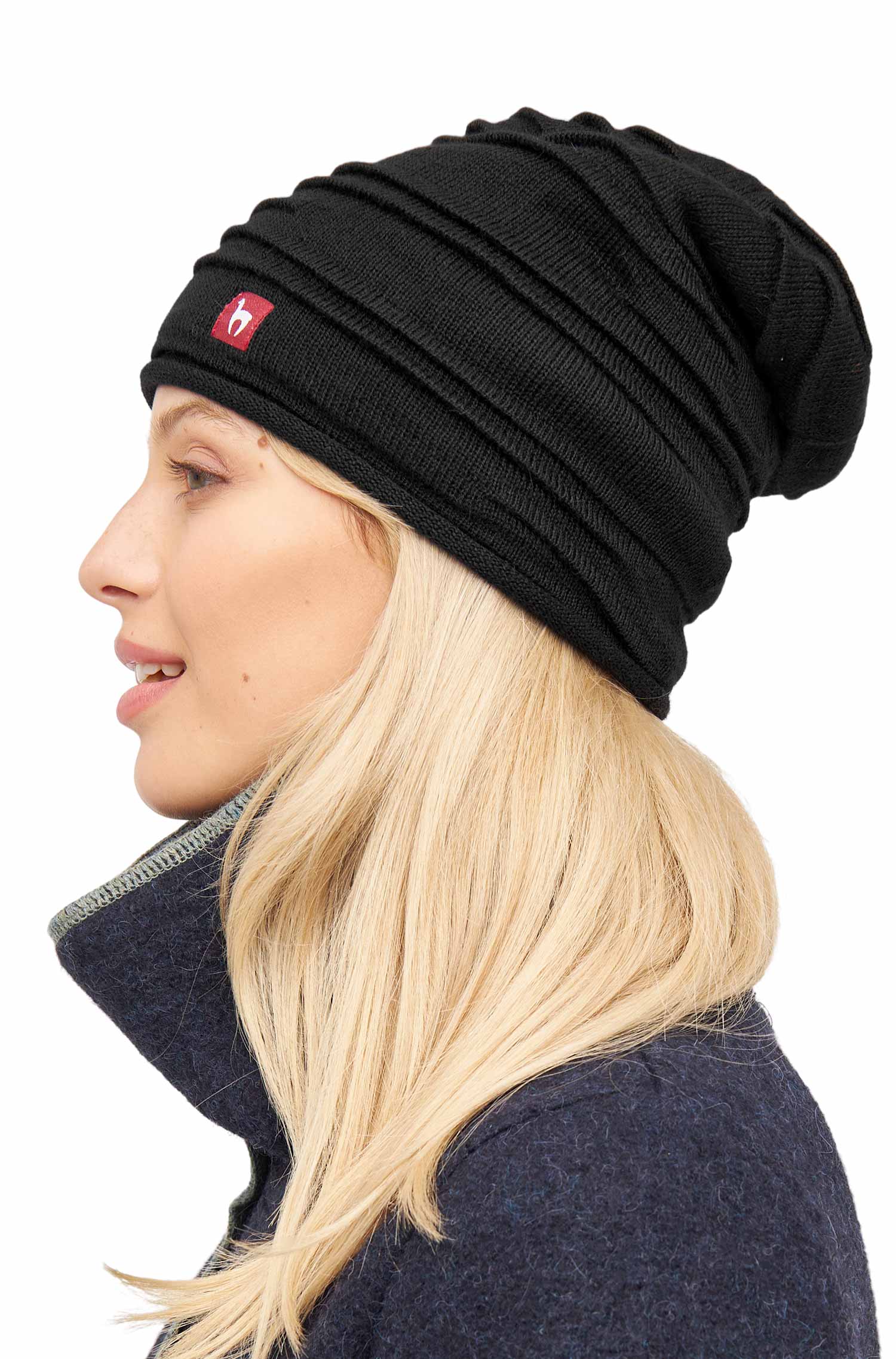 Alpaka Mütze CAMINOS | gefüttert-schwarz