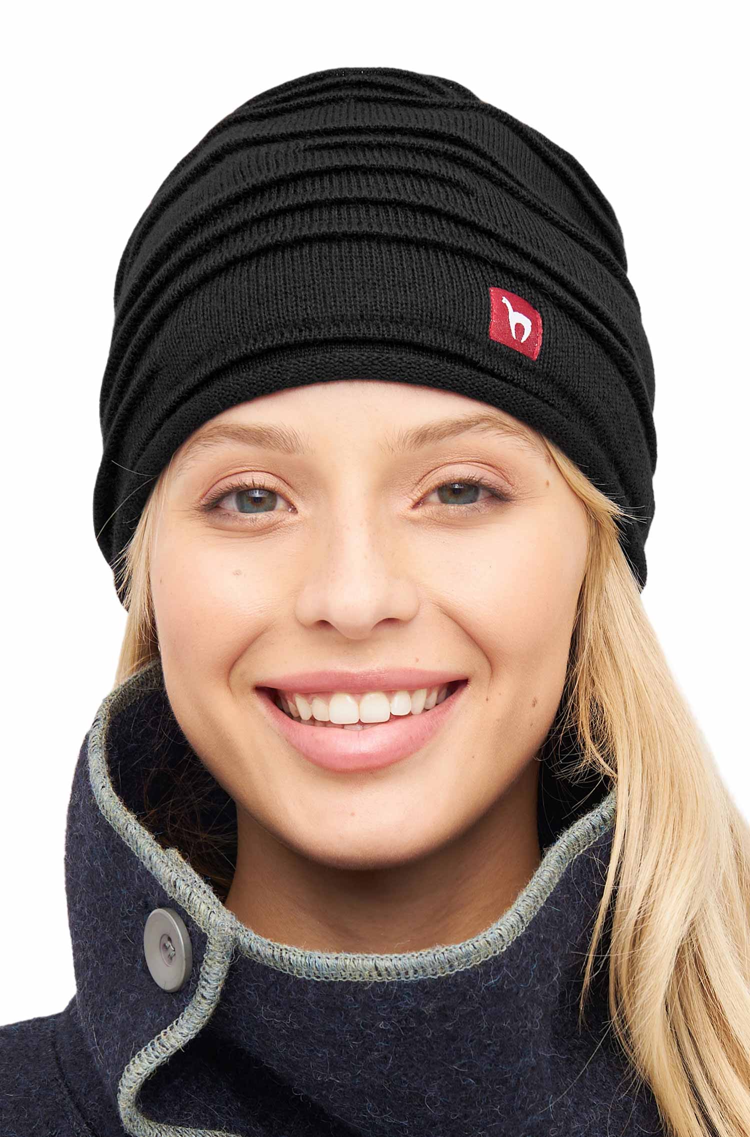 Alpaka Mütze CAMINOS | gefüttert-schwarz