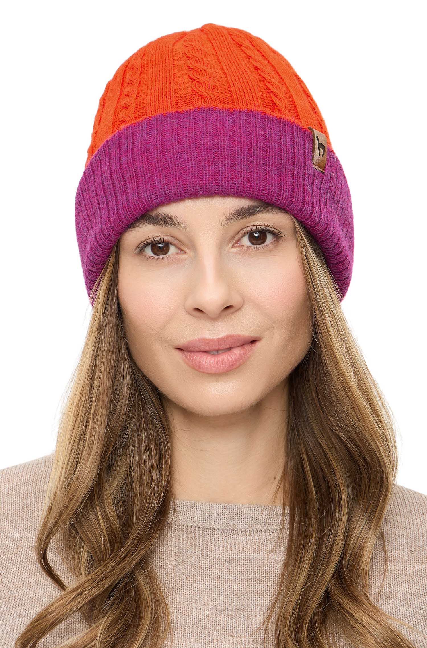 Alpaka Wendemütze SUAVE-orangerot/fuchsia