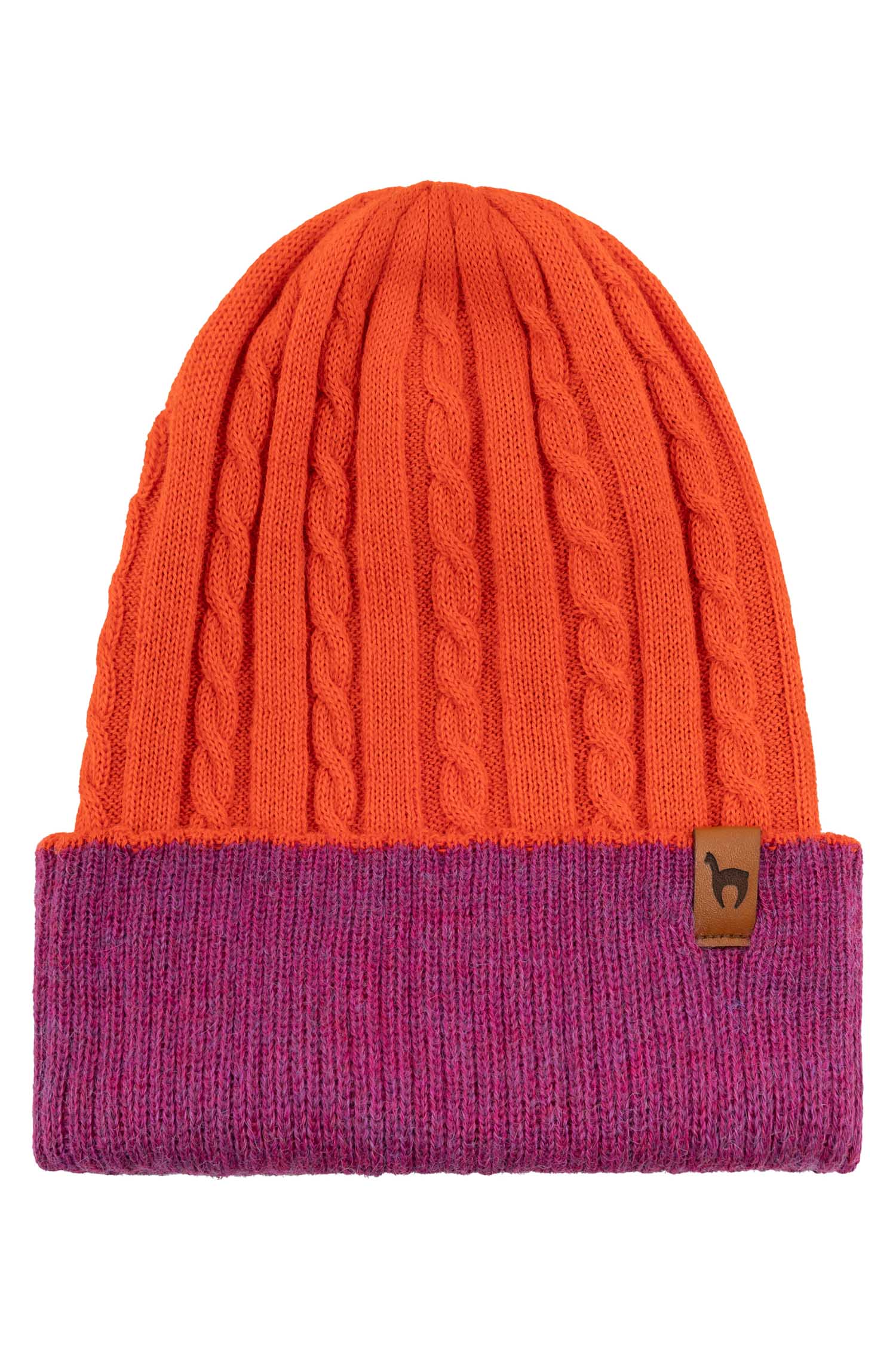 Alpaka Wendemütze SUAVE-orangerot/fuchsia