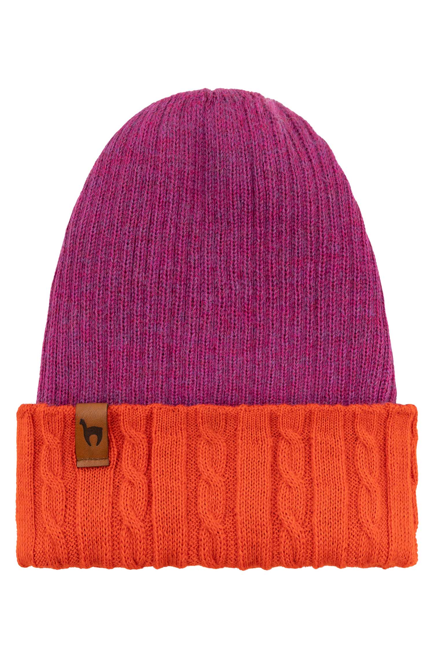 Alpaka Wendemütze SUAVE-orangerot/fuchsia