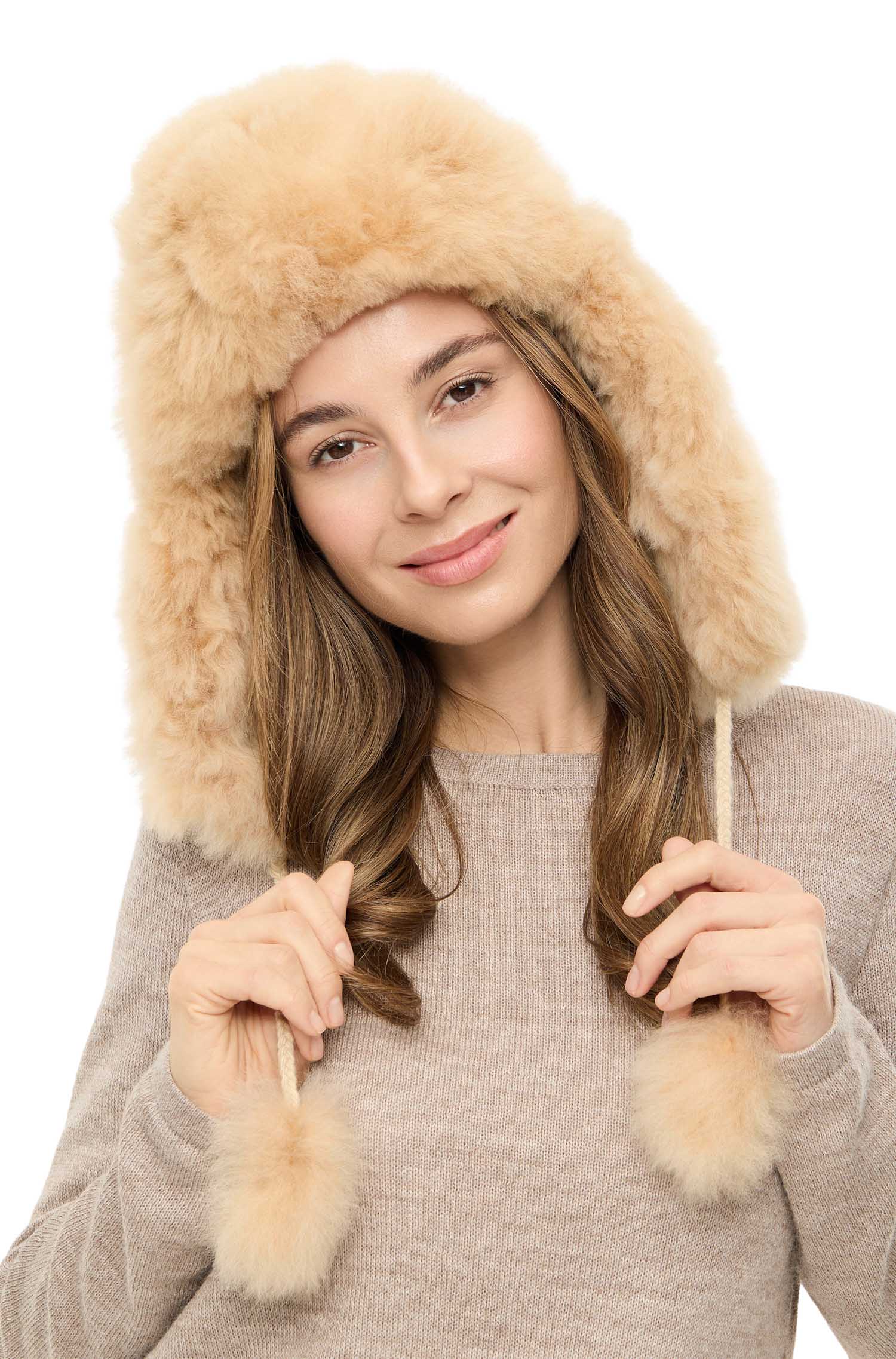 Alpaka Fliegermütze FELL-braun