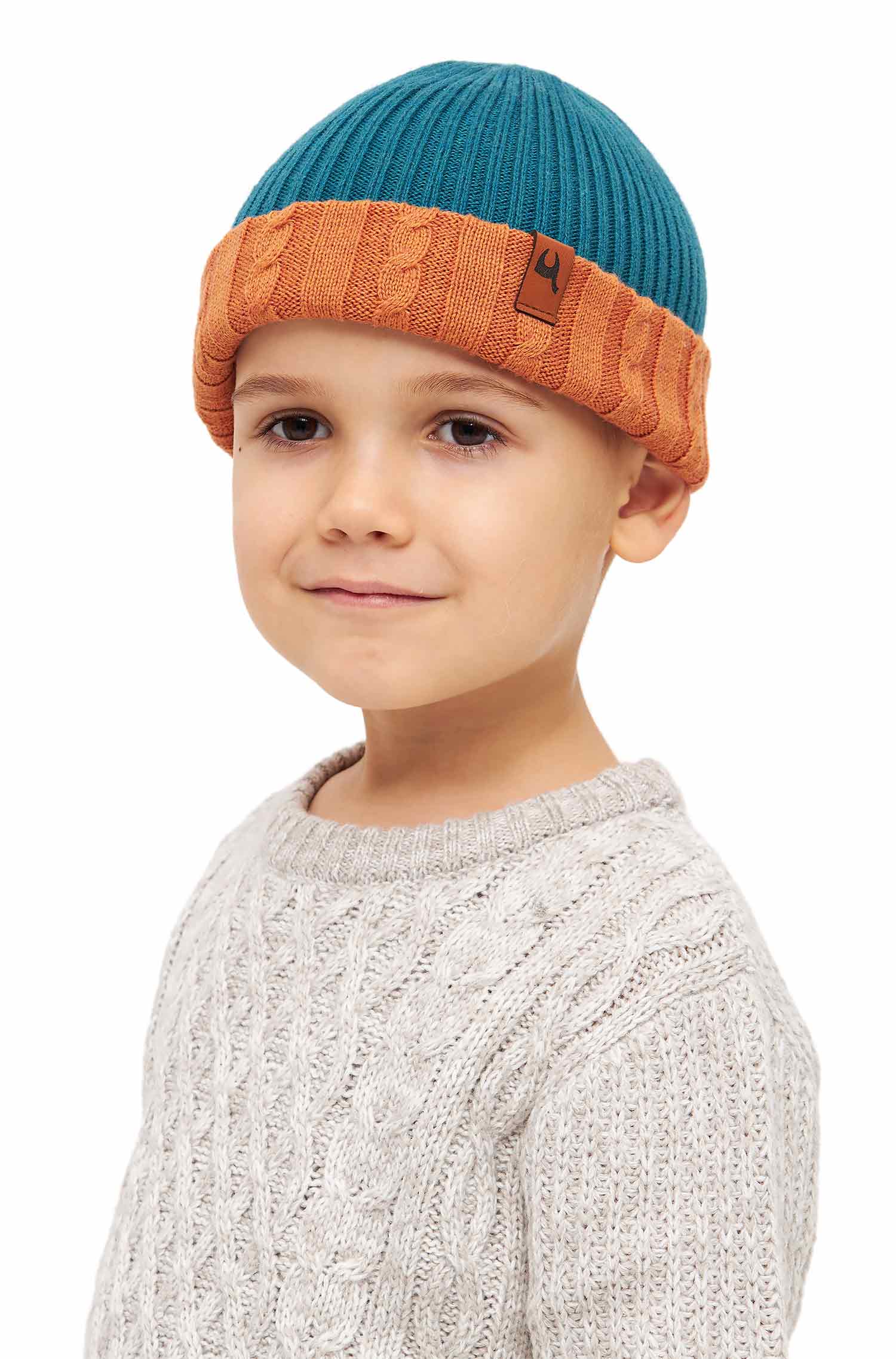 Alpaka Wendemütze ELISUAVE-orange/petrol