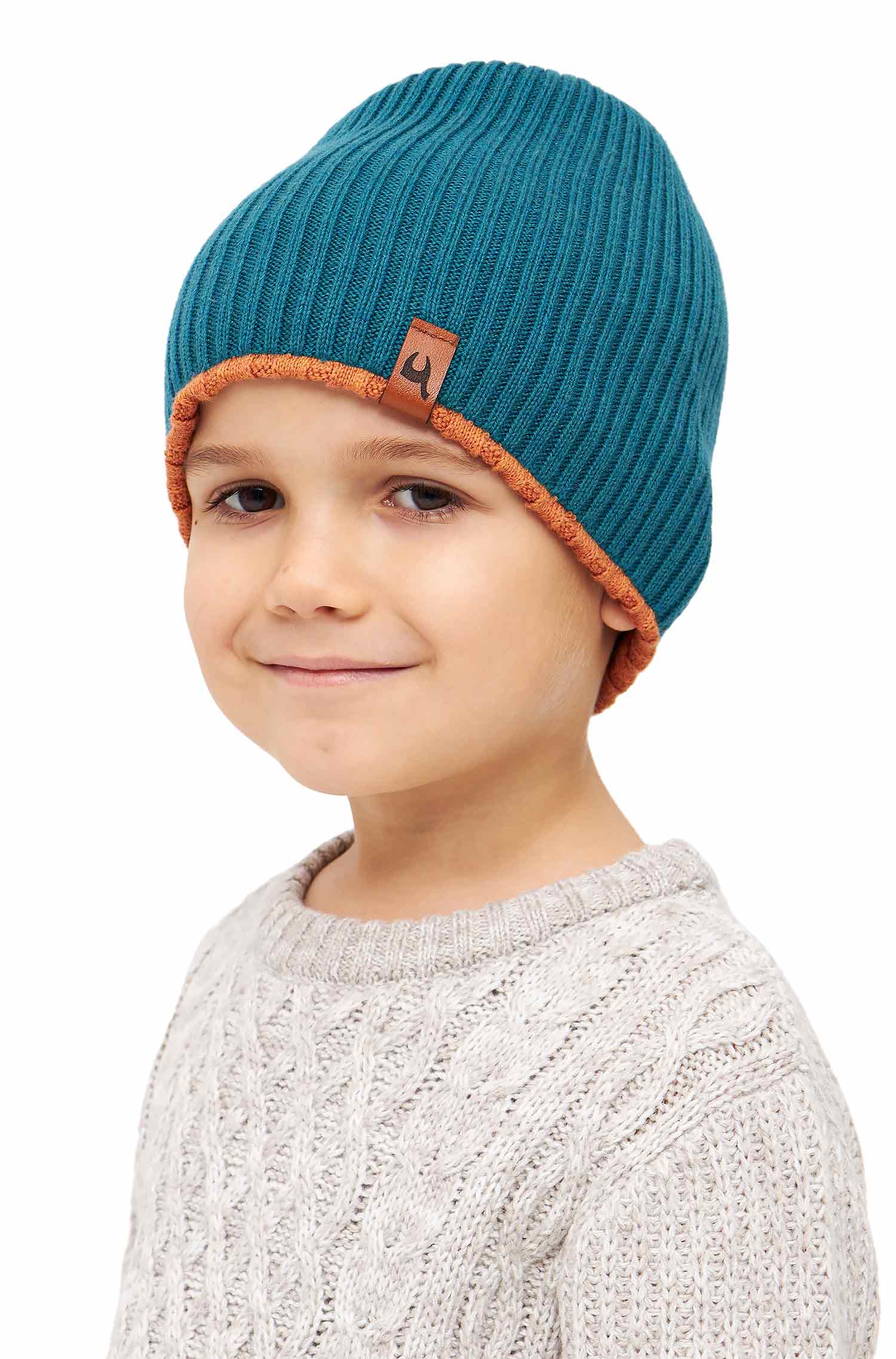 Alpaka Wendemütze ELISUAVE-orange/petrol