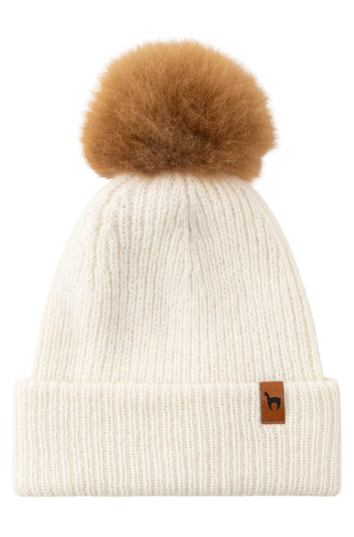 Alpaka Mütze PACA mit Bommel-ecru
