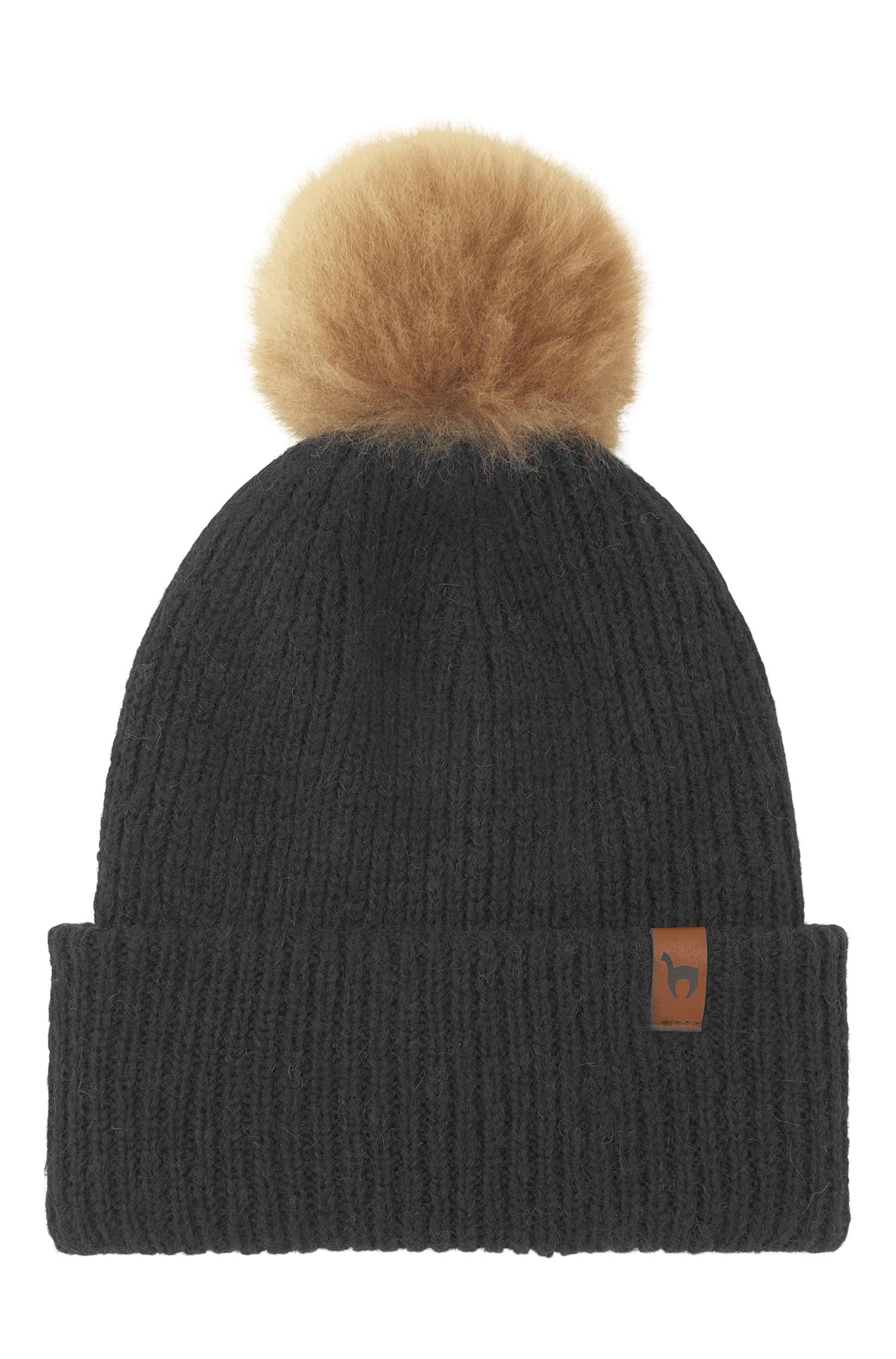 Alpaka Mütze PACA mit Bommel-schwarz