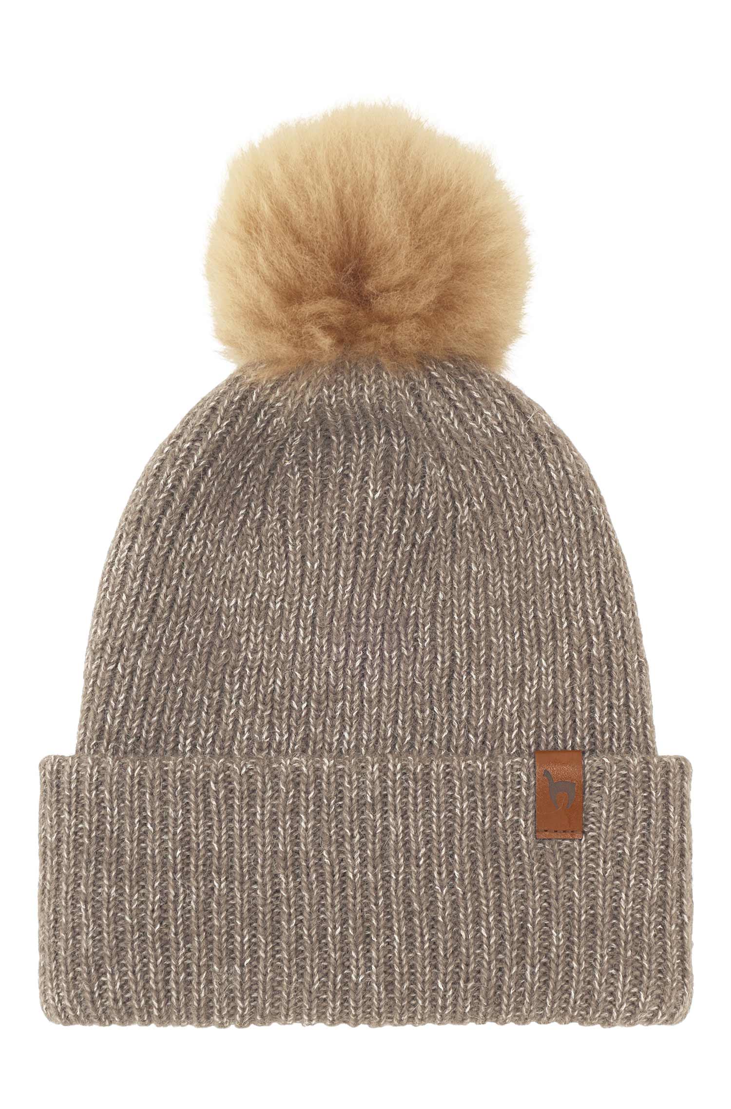 Alpaka Mütze PACA mit Bommel-taupe