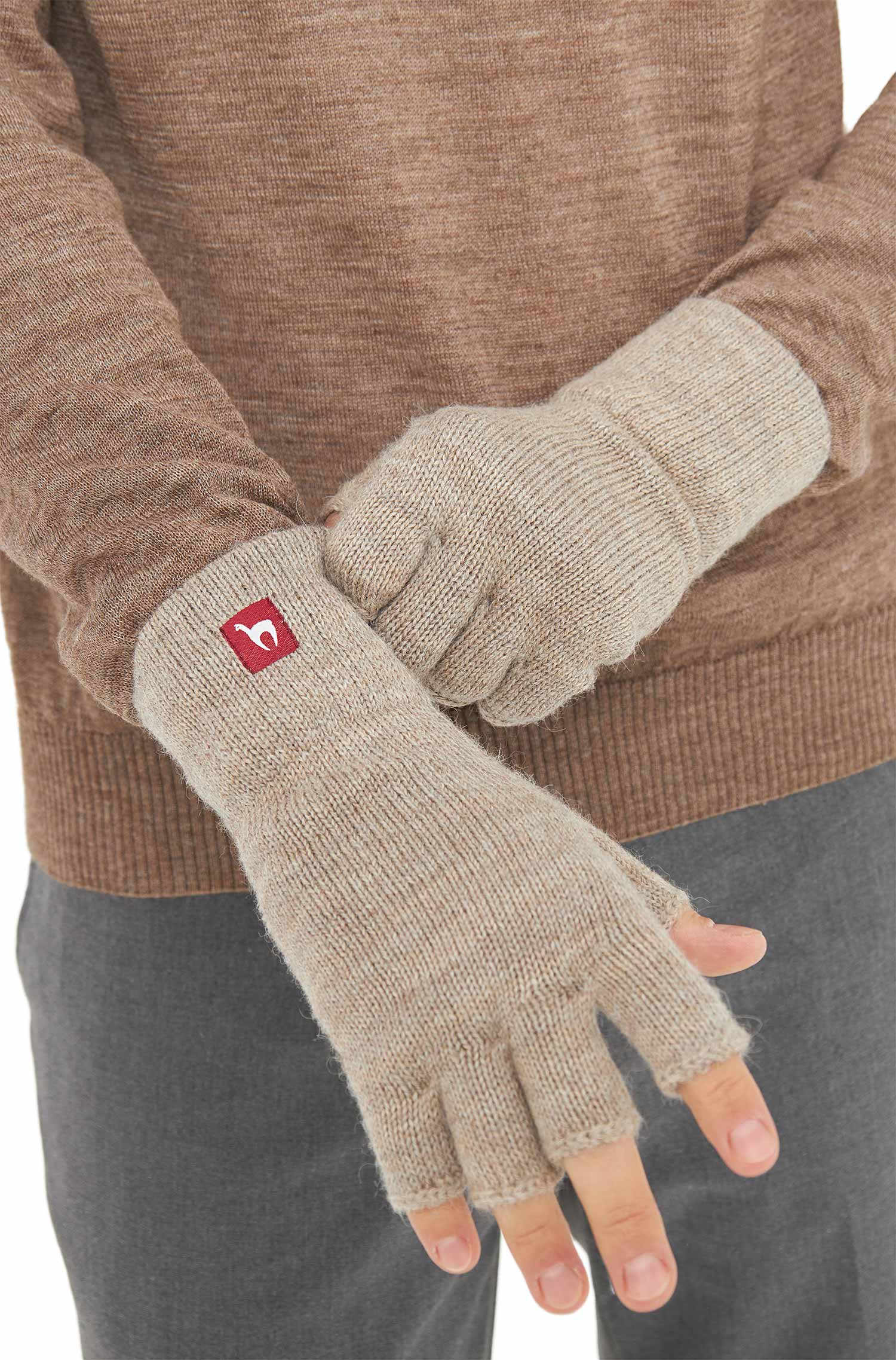 Alpaka Handschuhe UNI fingerlos-sand
