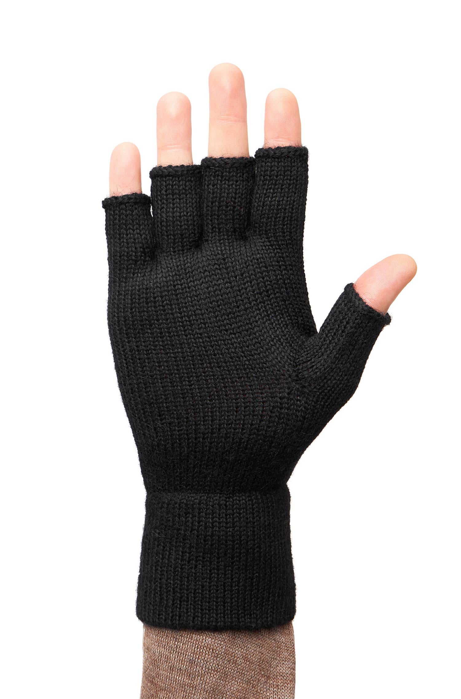 Alpaka Handschuhe UNI fingerlos-schwarz