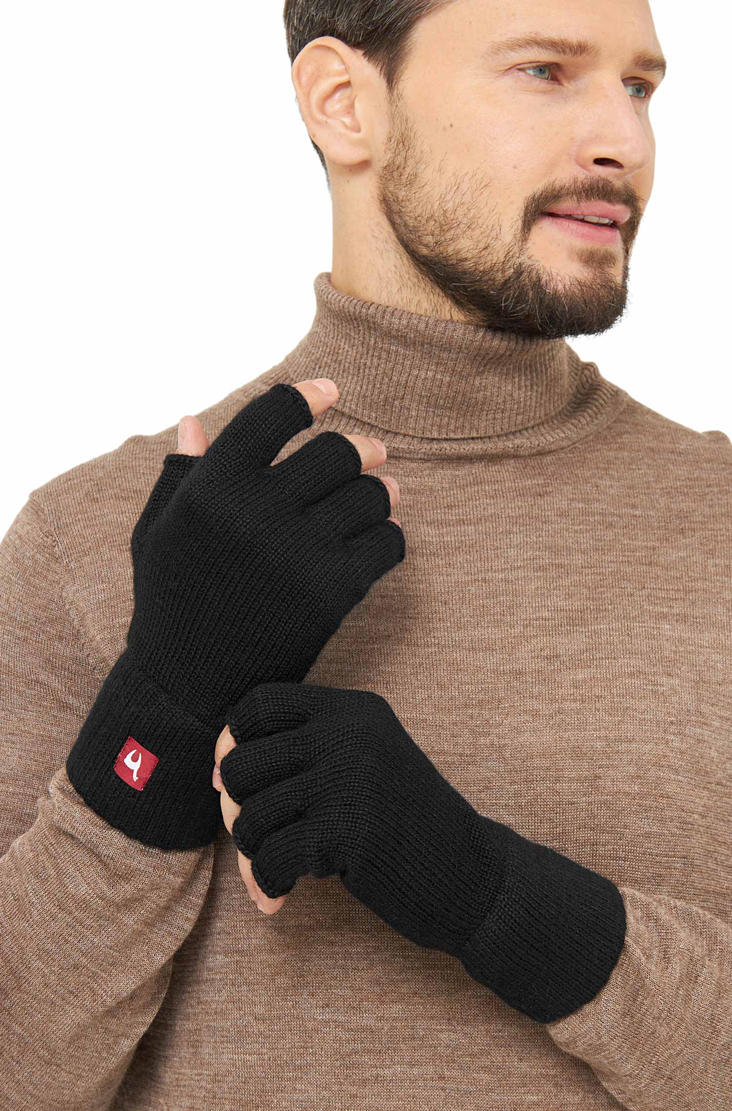 Alpaka Handschuhe UNI fingerlos-schwarz