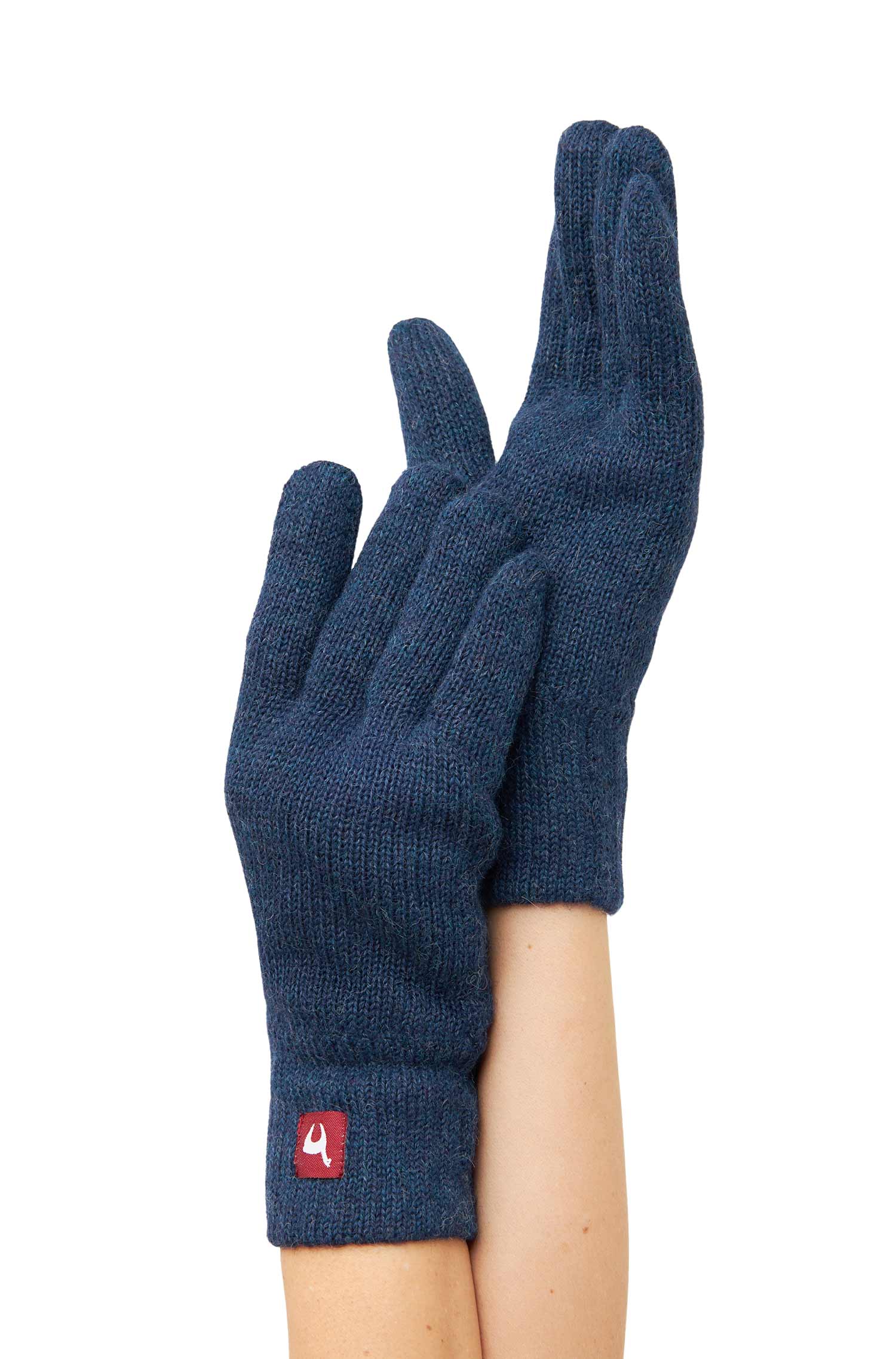 Alpaka Handschuhe UNI | gefüttert-blau meliert