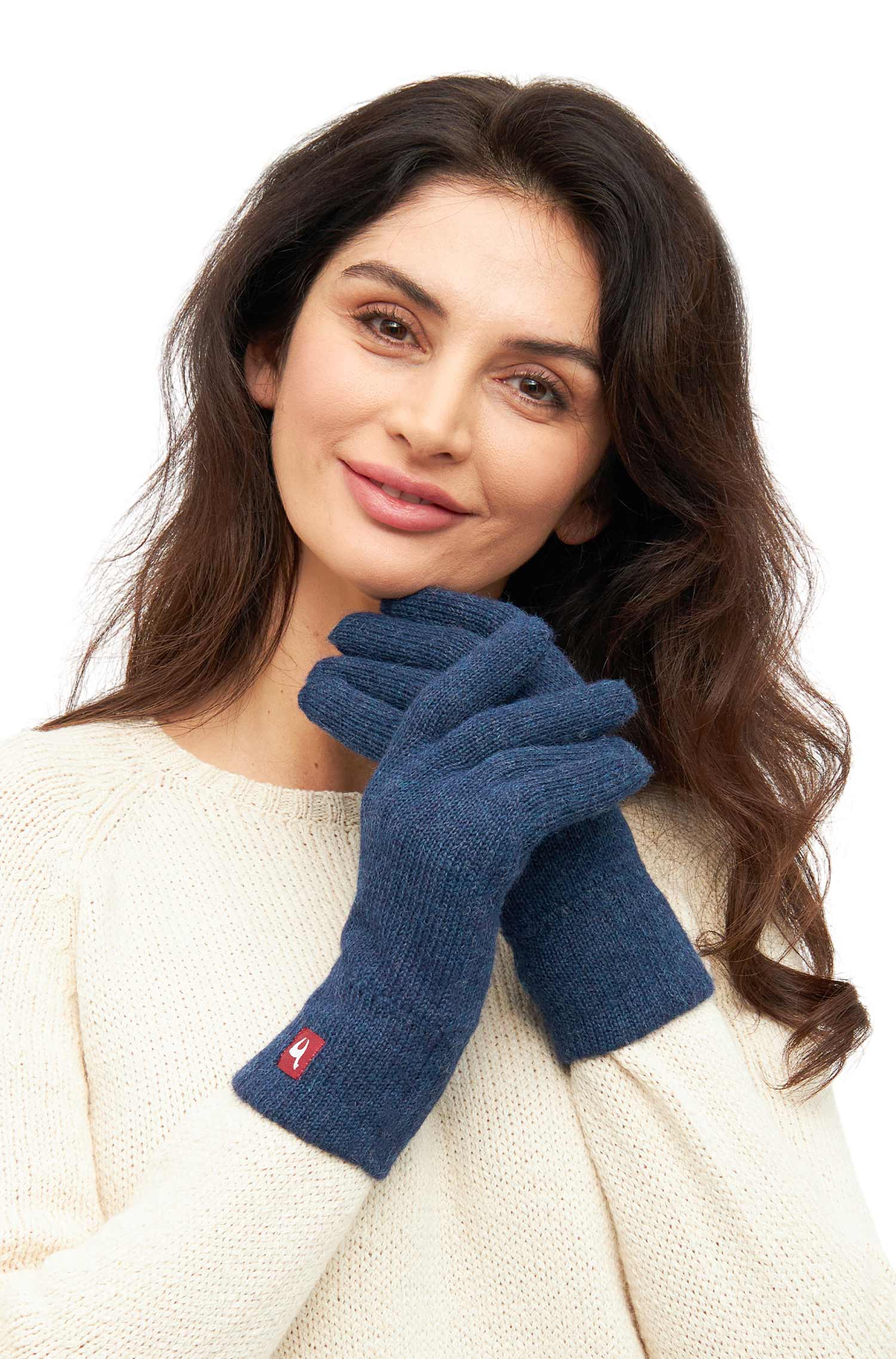 Alpaka Handschuhe UNI | gefüttert-blau meliert