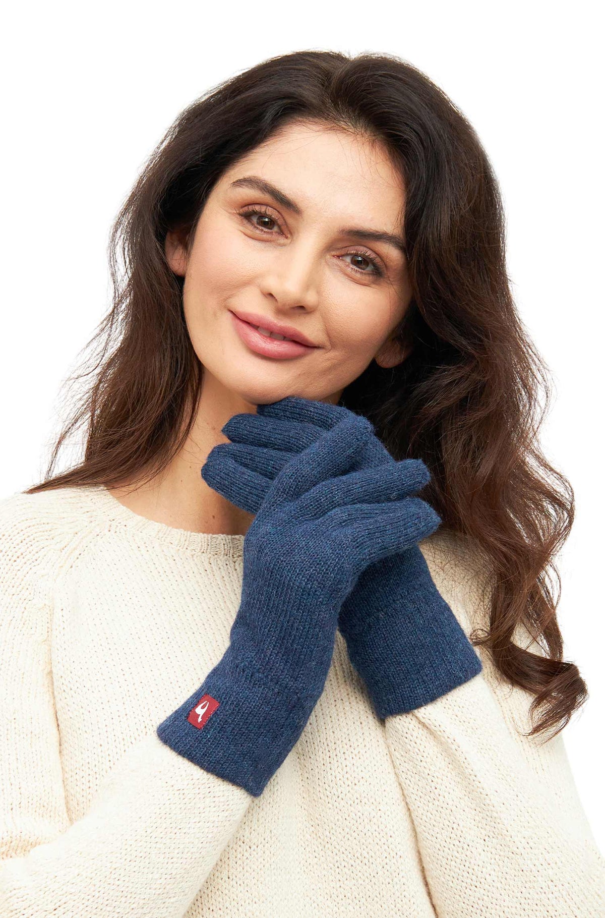 Alpaka Handschuhe UNI | gefüttert-blau meliert