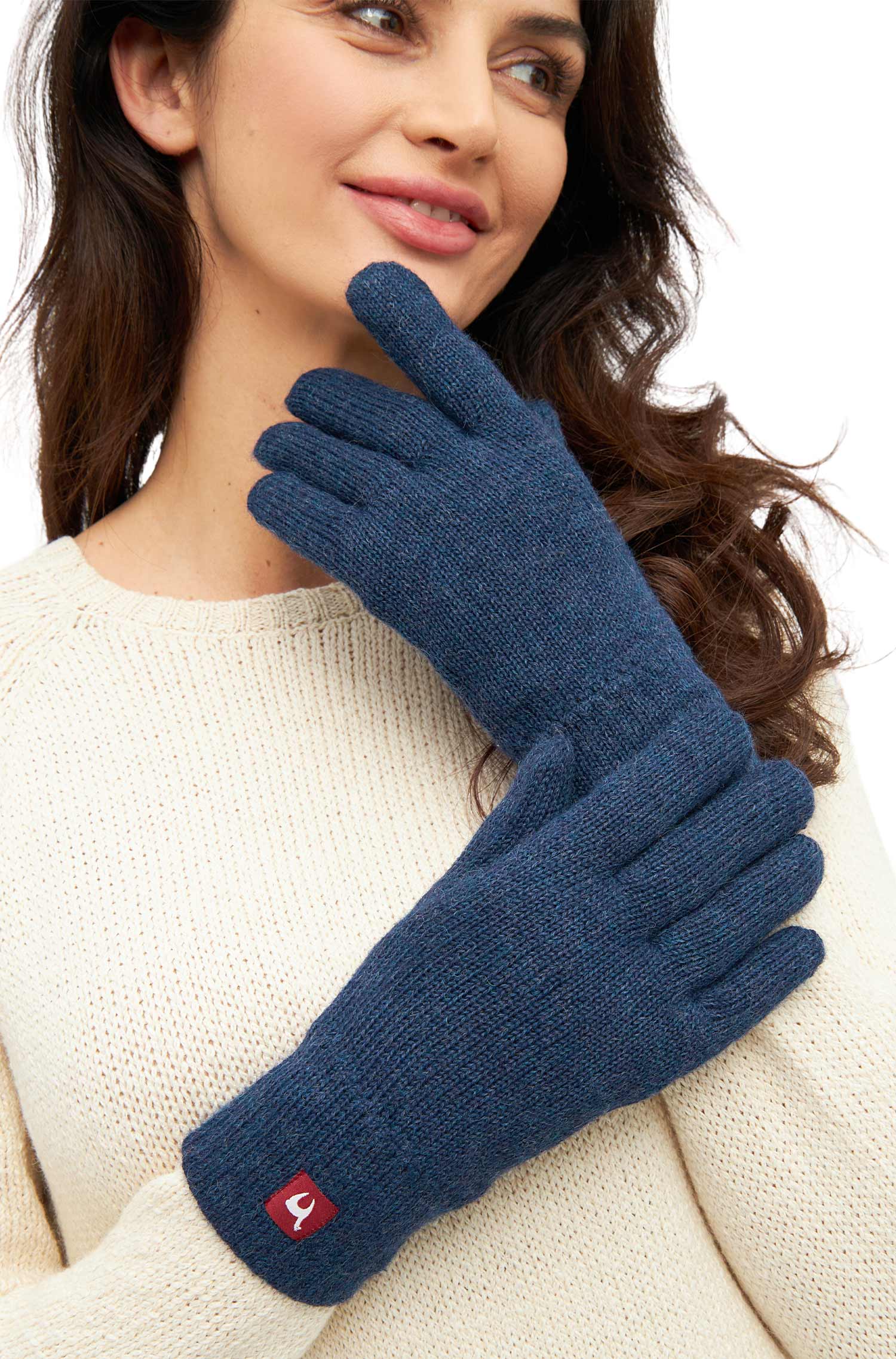 Alpaka Handschuhe UNI | gefüttert-blau meliert