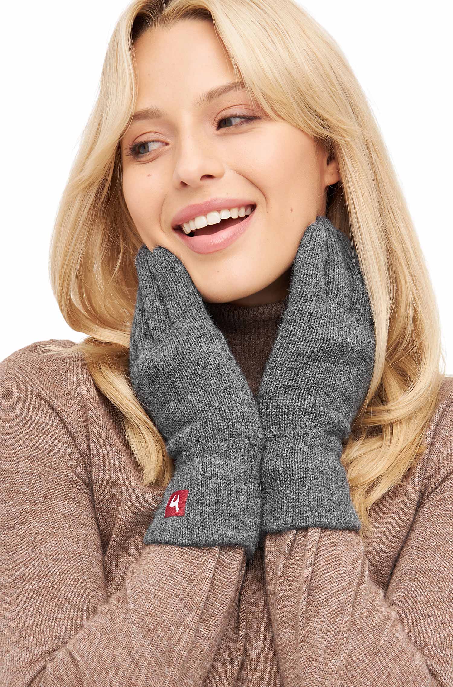 Alpaka Handschuhe UNI | gefüttert-grau