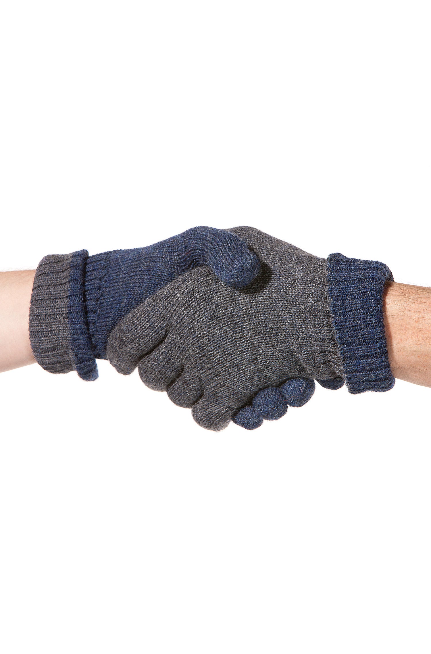 Alpaka Wendehandschuhe WENDBAR-blau/grau