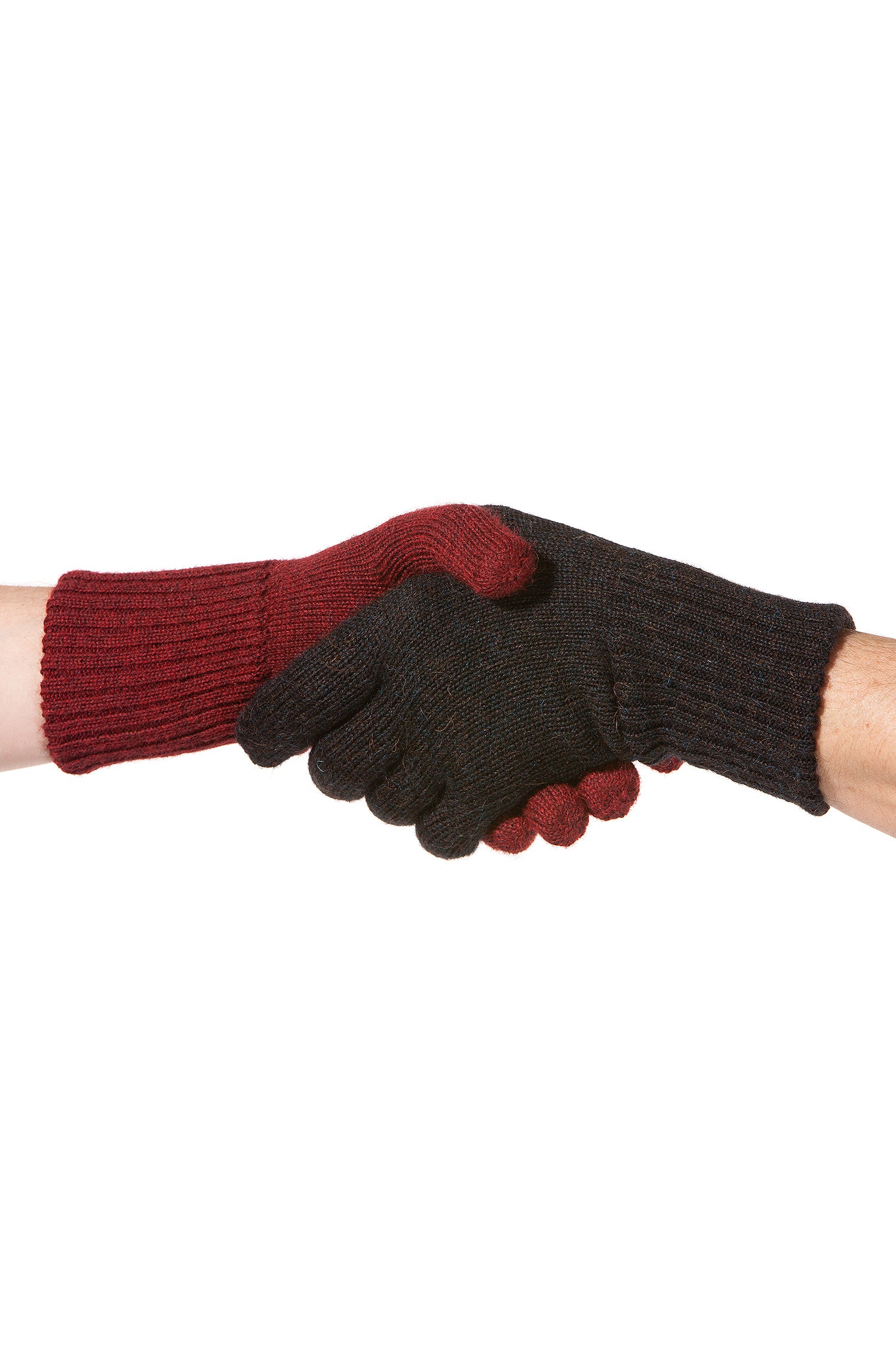 Alpaka Wendehandschuhe WENDBAR-rot/schwarz meliert