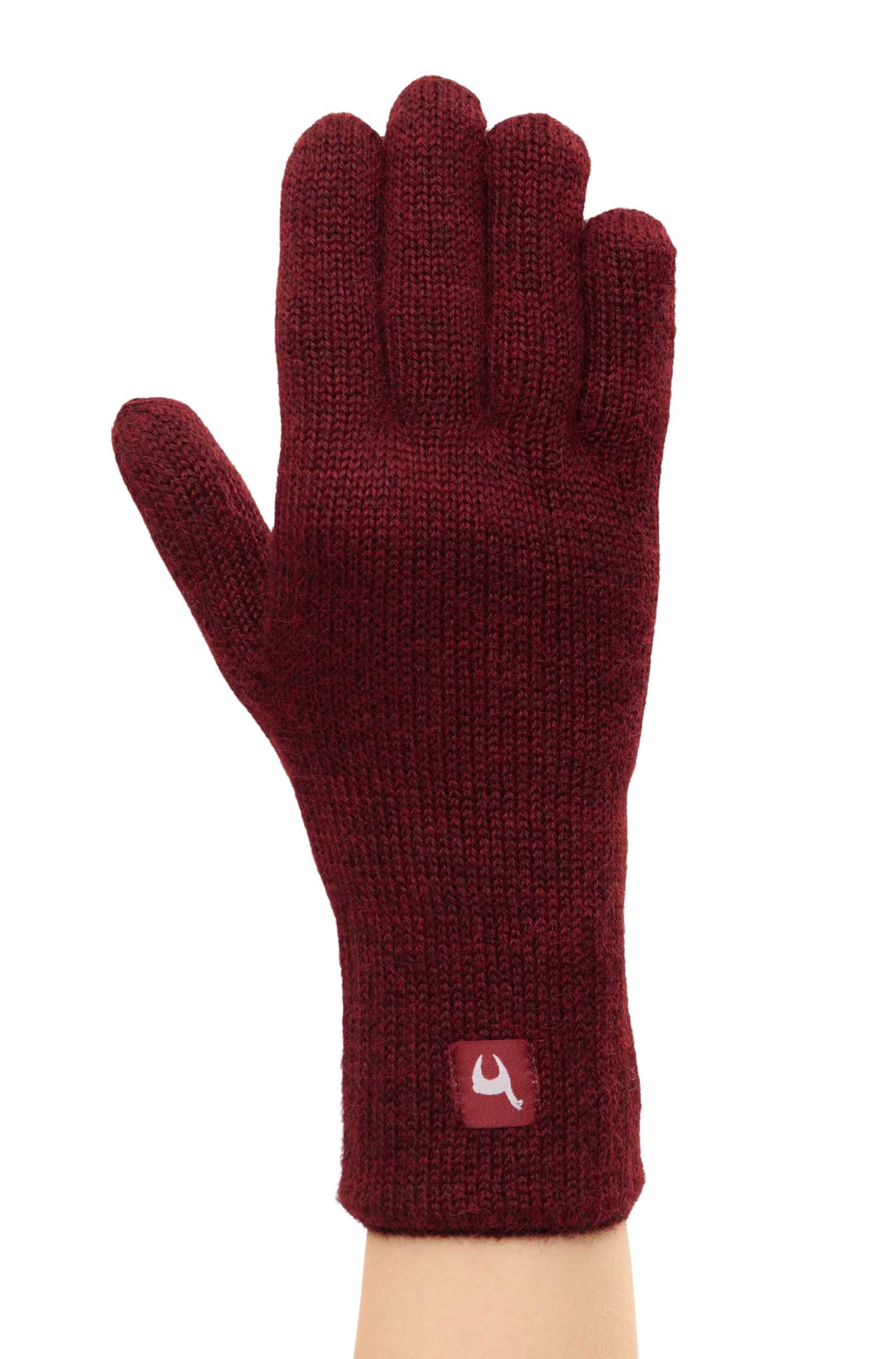 Alpaka Wendehandschuhe WENDBAR-rot/schwarz meliert