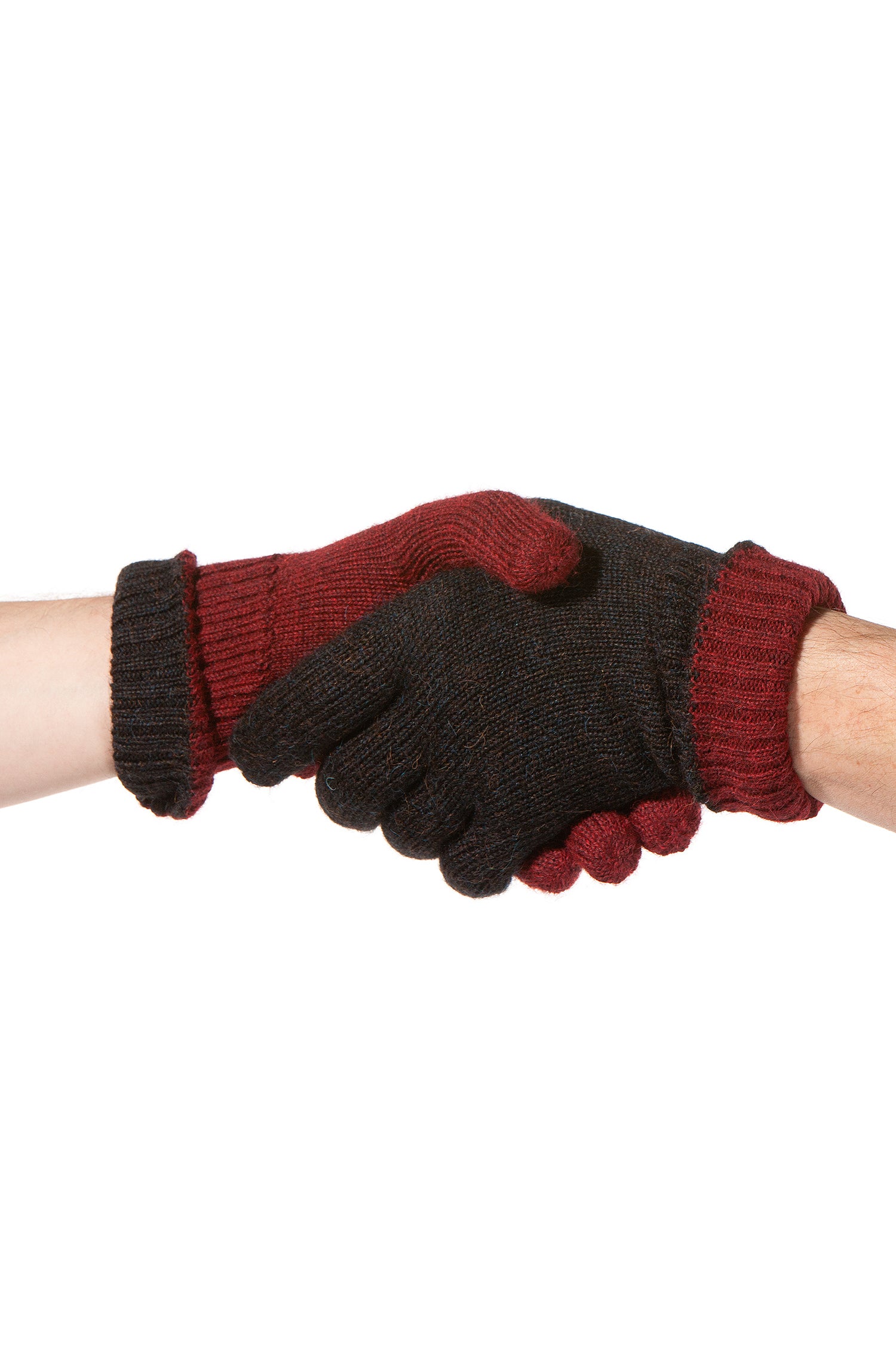 Alpaka Wendehandschuhe WENDBAR-rot/schwarz meliert
