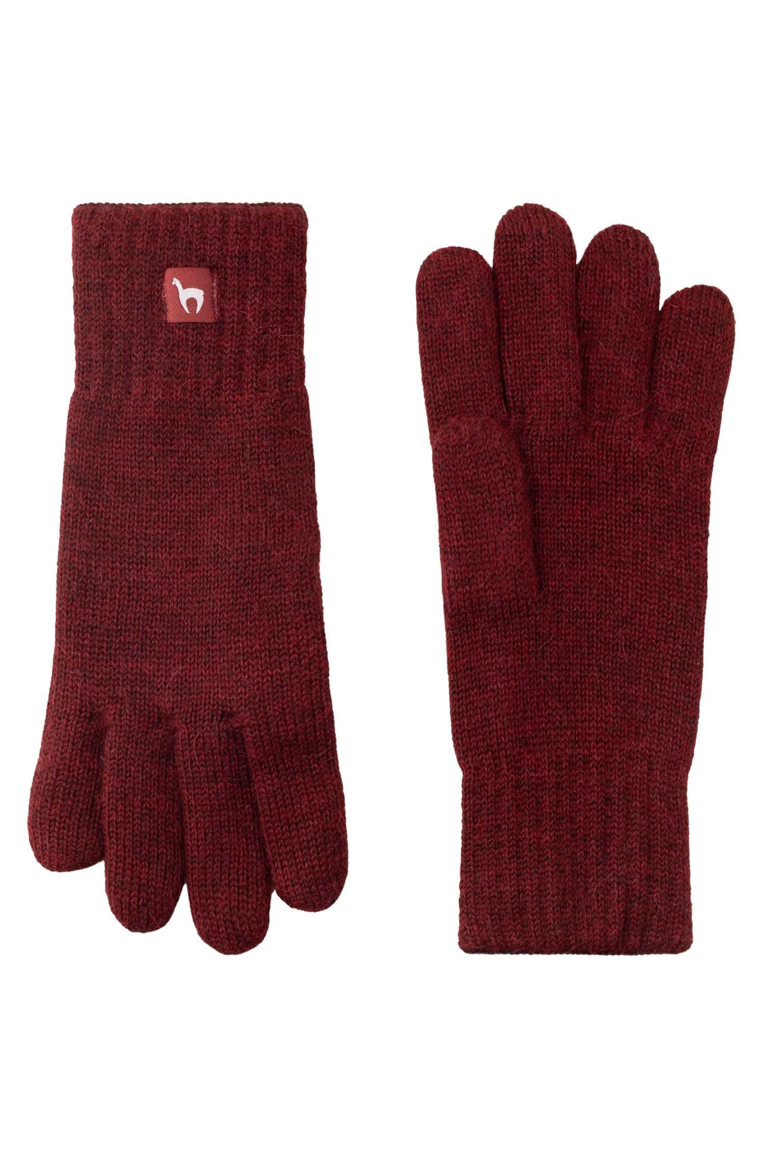 Alpaka Wendehandschuhe WENDBAR-rot/schwarz meliert