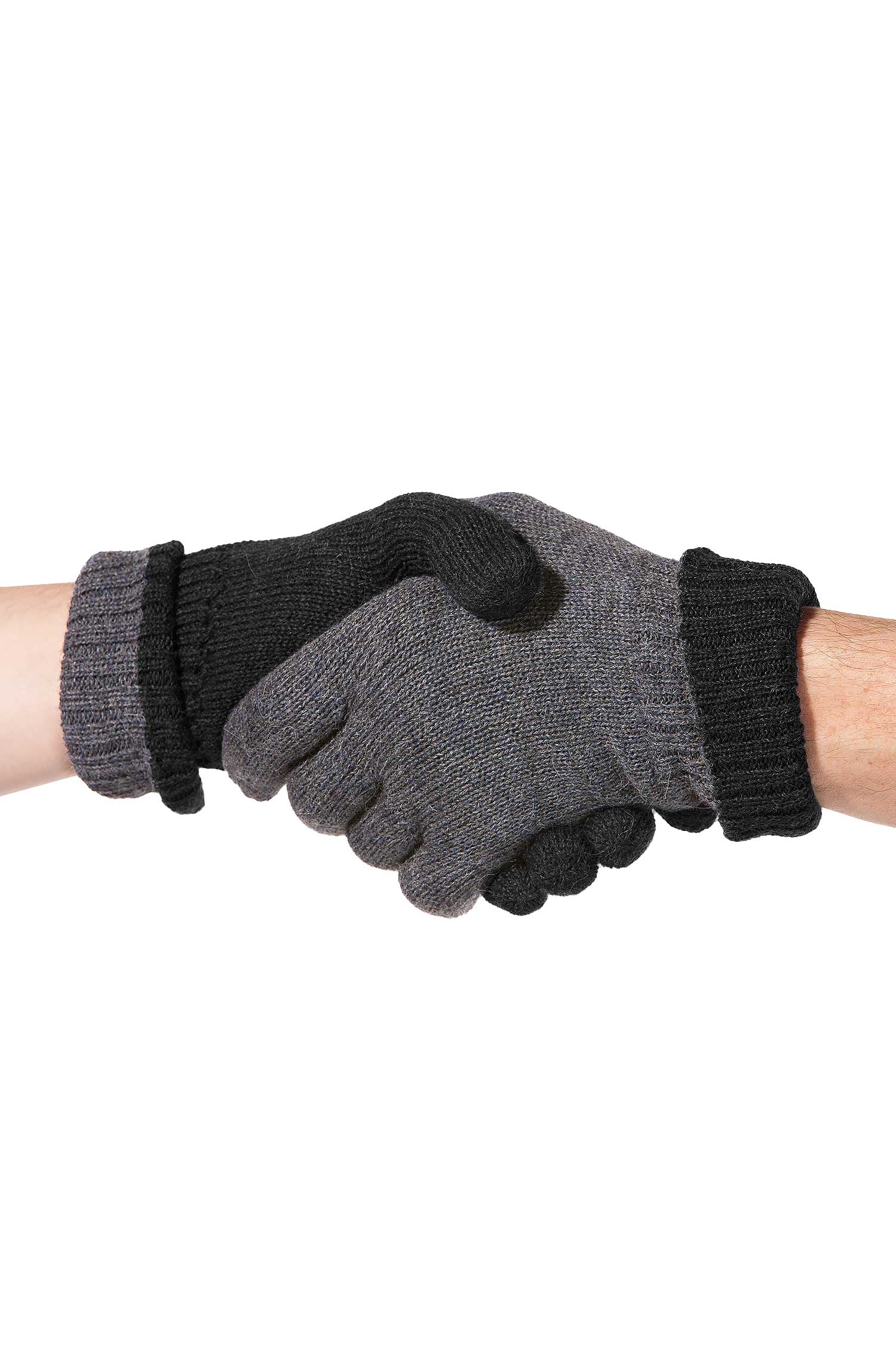 Alpaka Wendehandschuhe WENDBAR-schwarz/grau