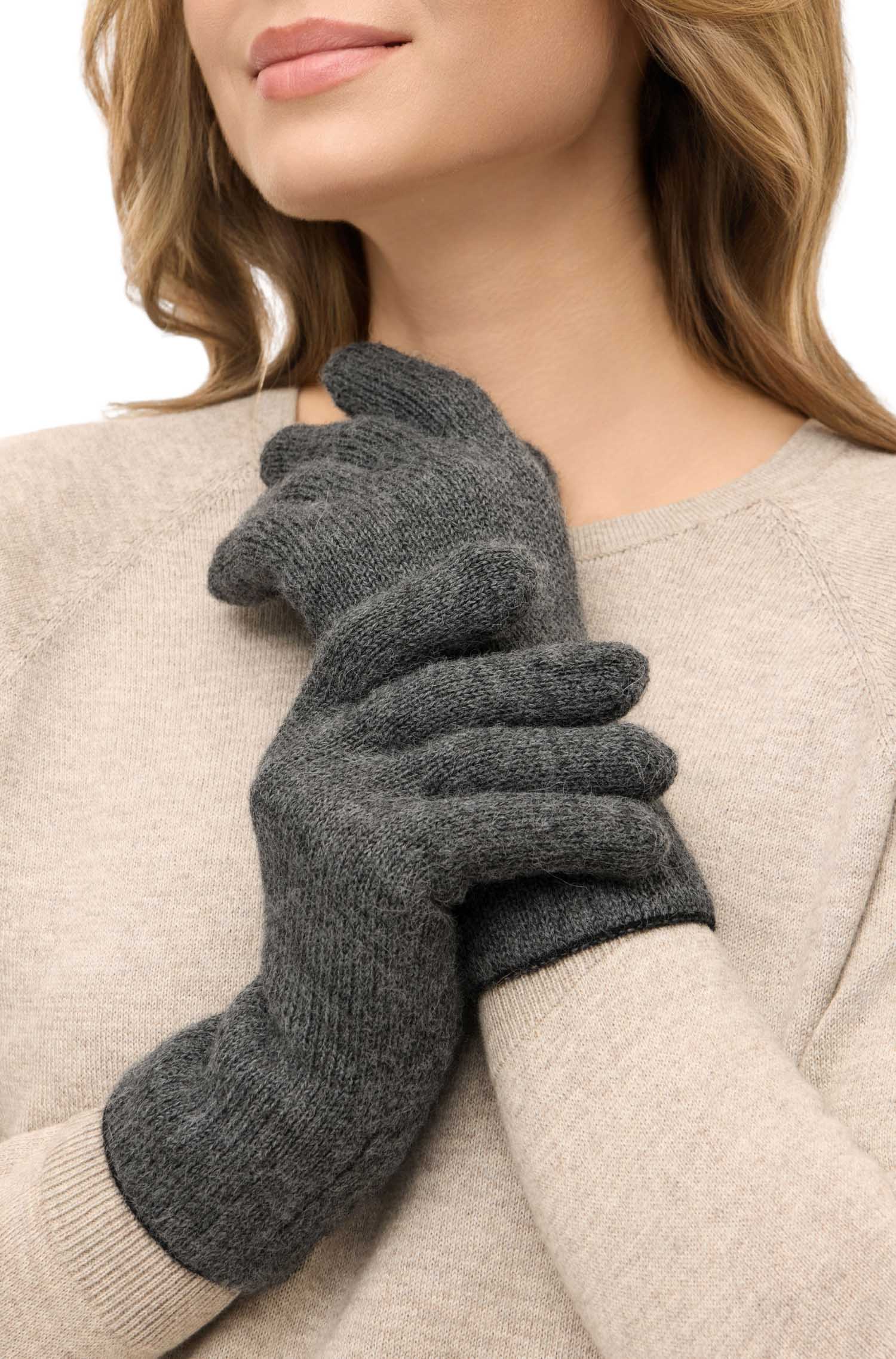 Alpaka Wendehandschuhe WENDBAR-schwarz/grau