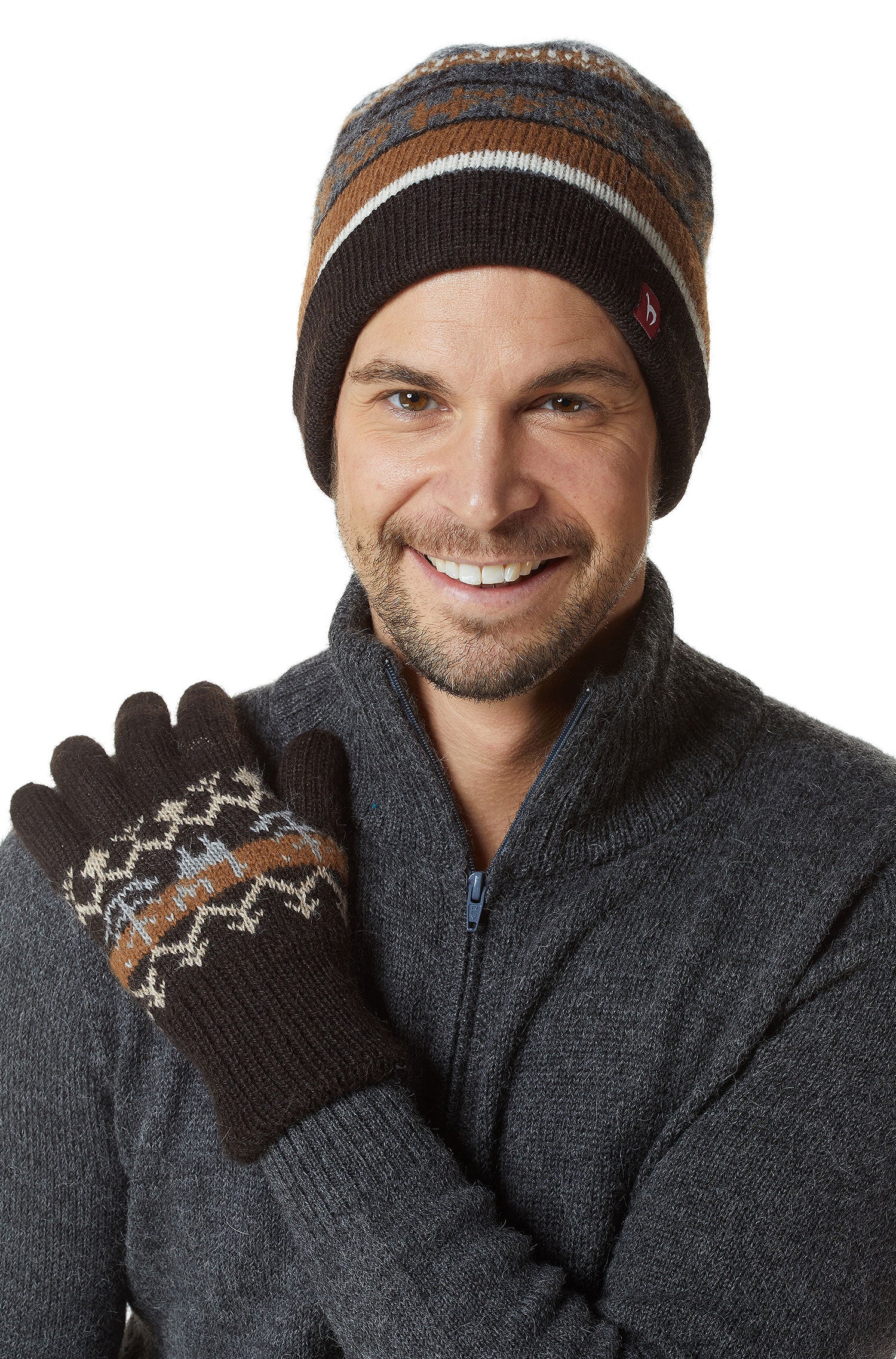 Alpaka Wendehandschuhe NATURA-dunkelbraun