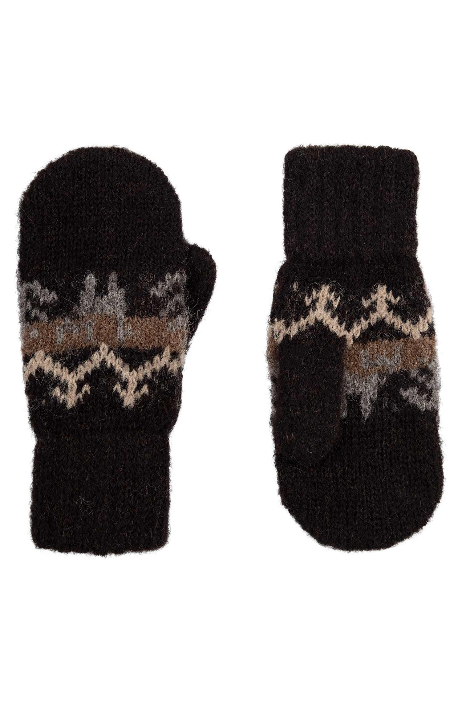 Alpaka Fäustlinge NATURA | 4-6 Jahre-dunkelbraun