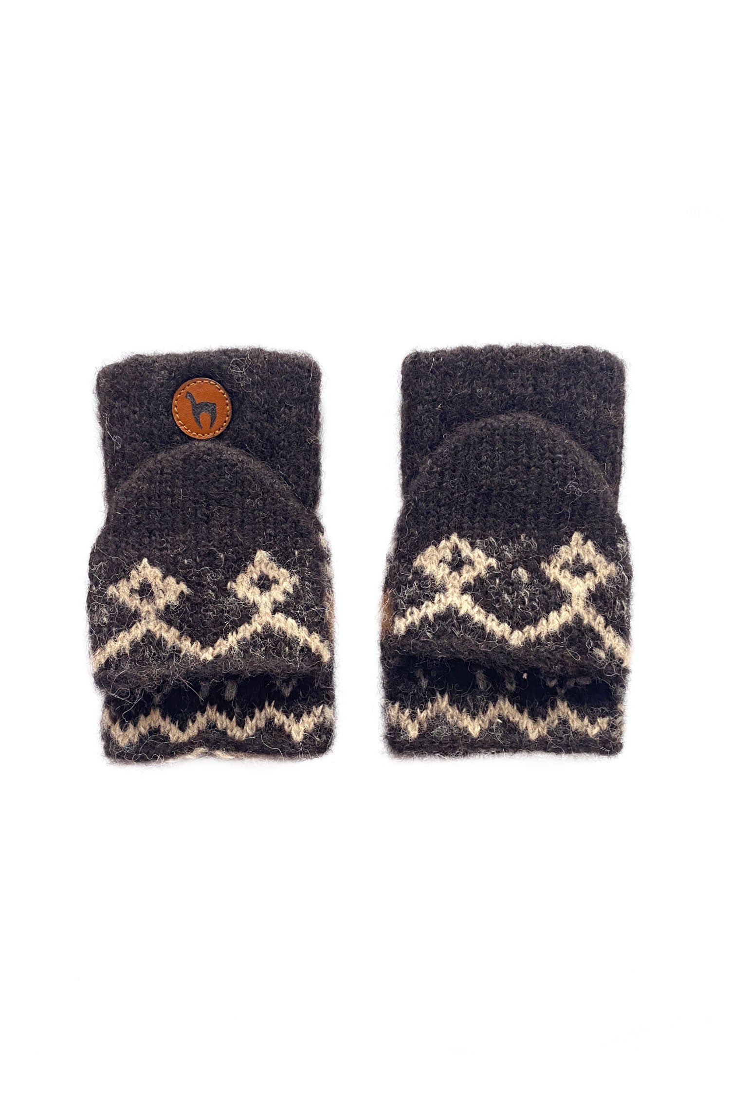 Alpaka Känguru Handschuhe NATURA-dunkelbraun