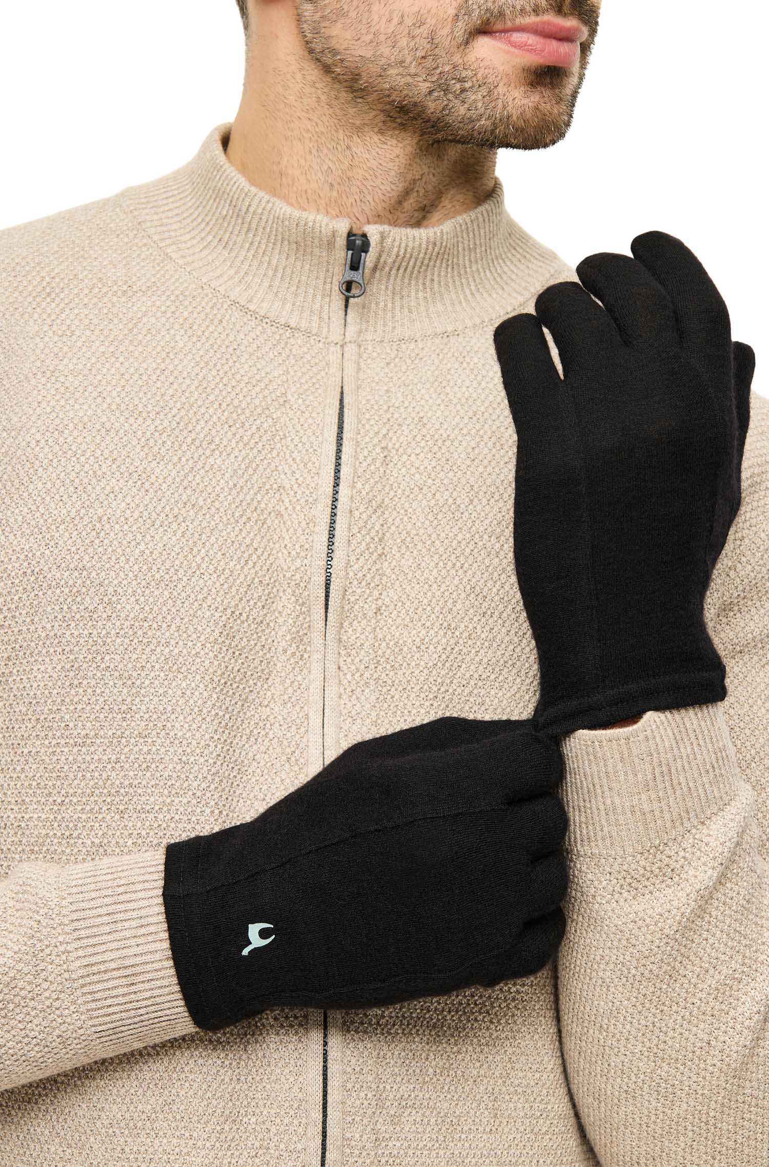 Alpaka Fingerhandschuh THERMO LAYER-schwarz