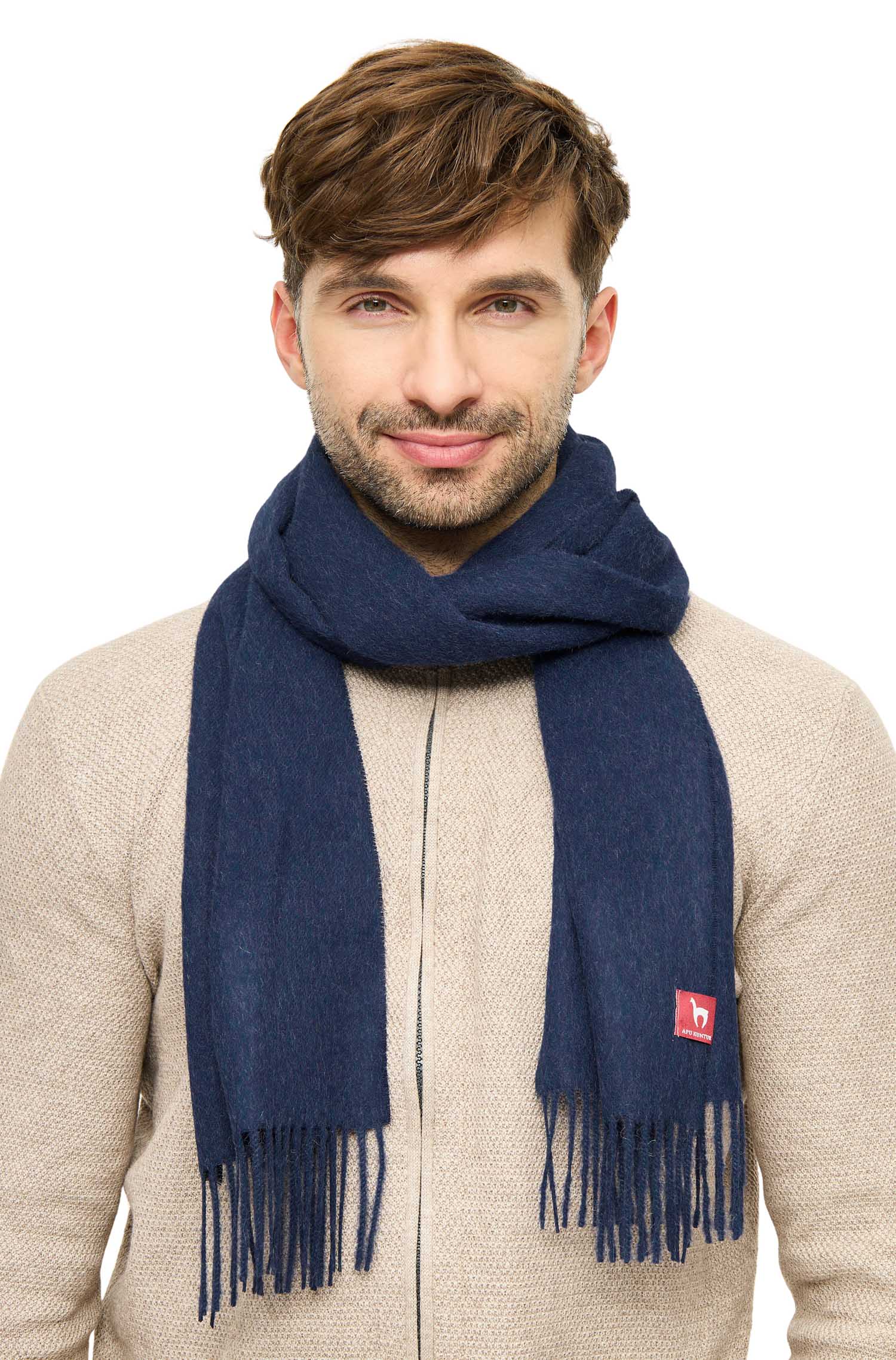 Alpaka Webschal UNI-blau meliert