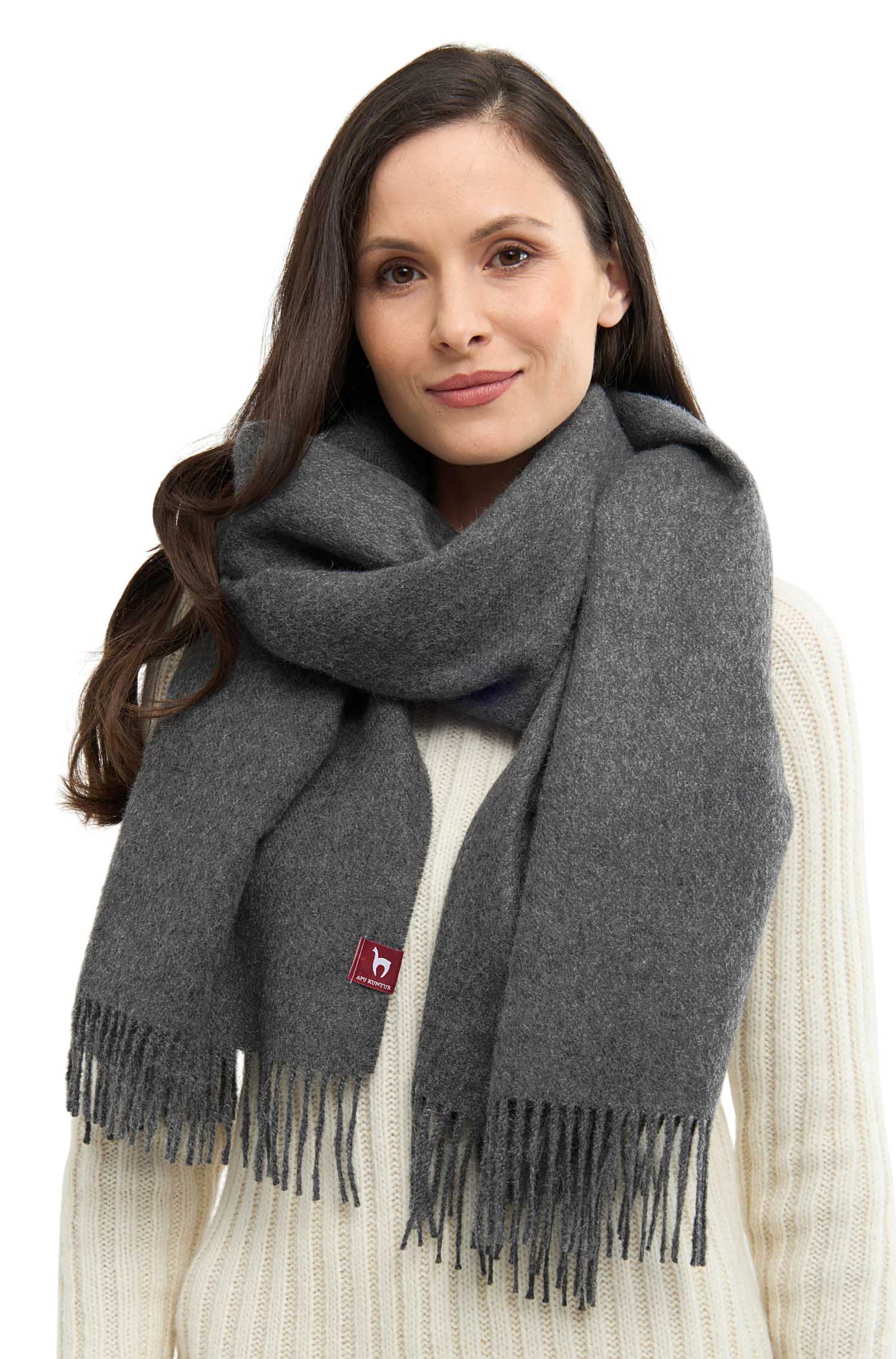 Alpaka Webschal GRANDE-dunkelgrau