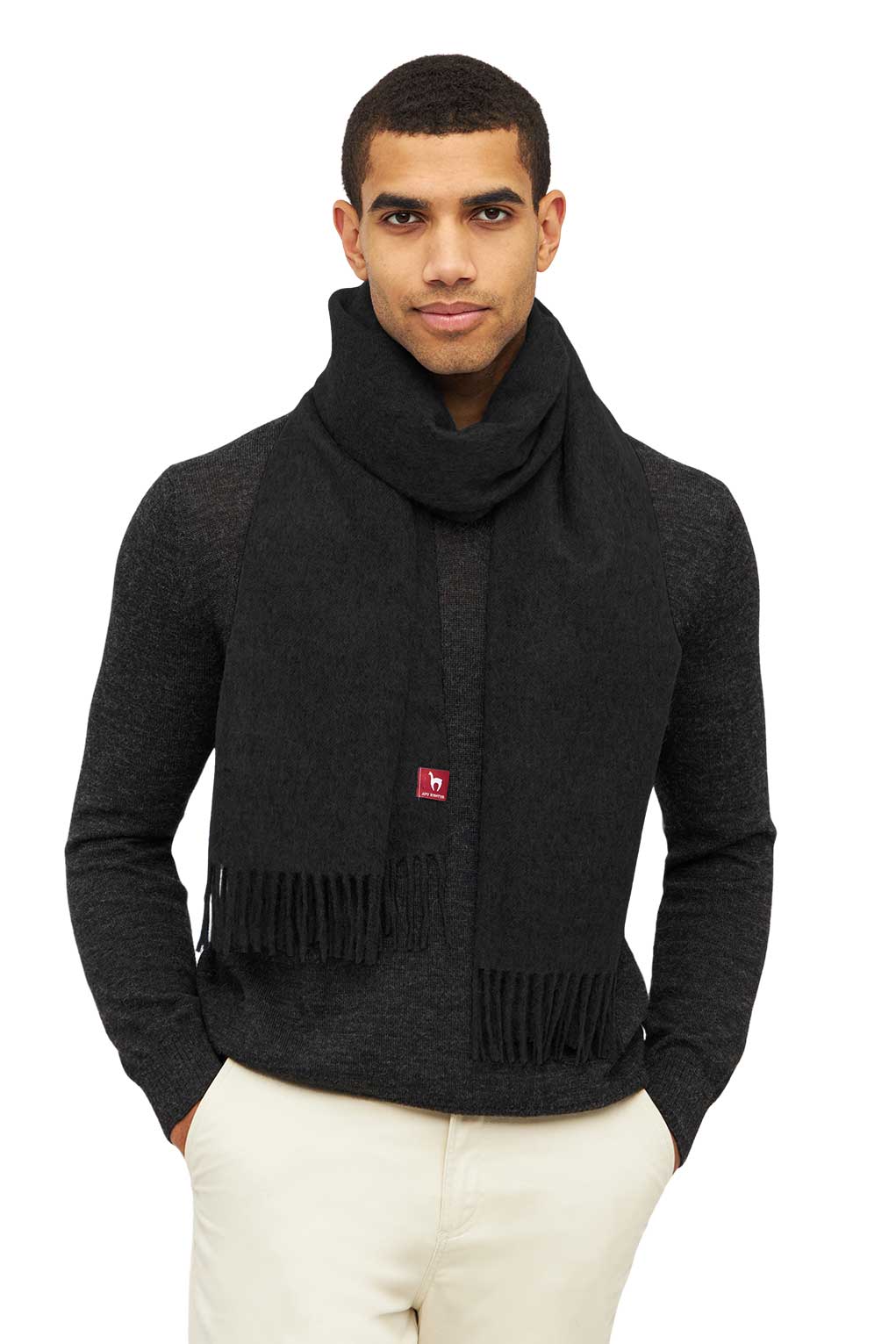 Alpaka Webschal GRANDE-schwarz