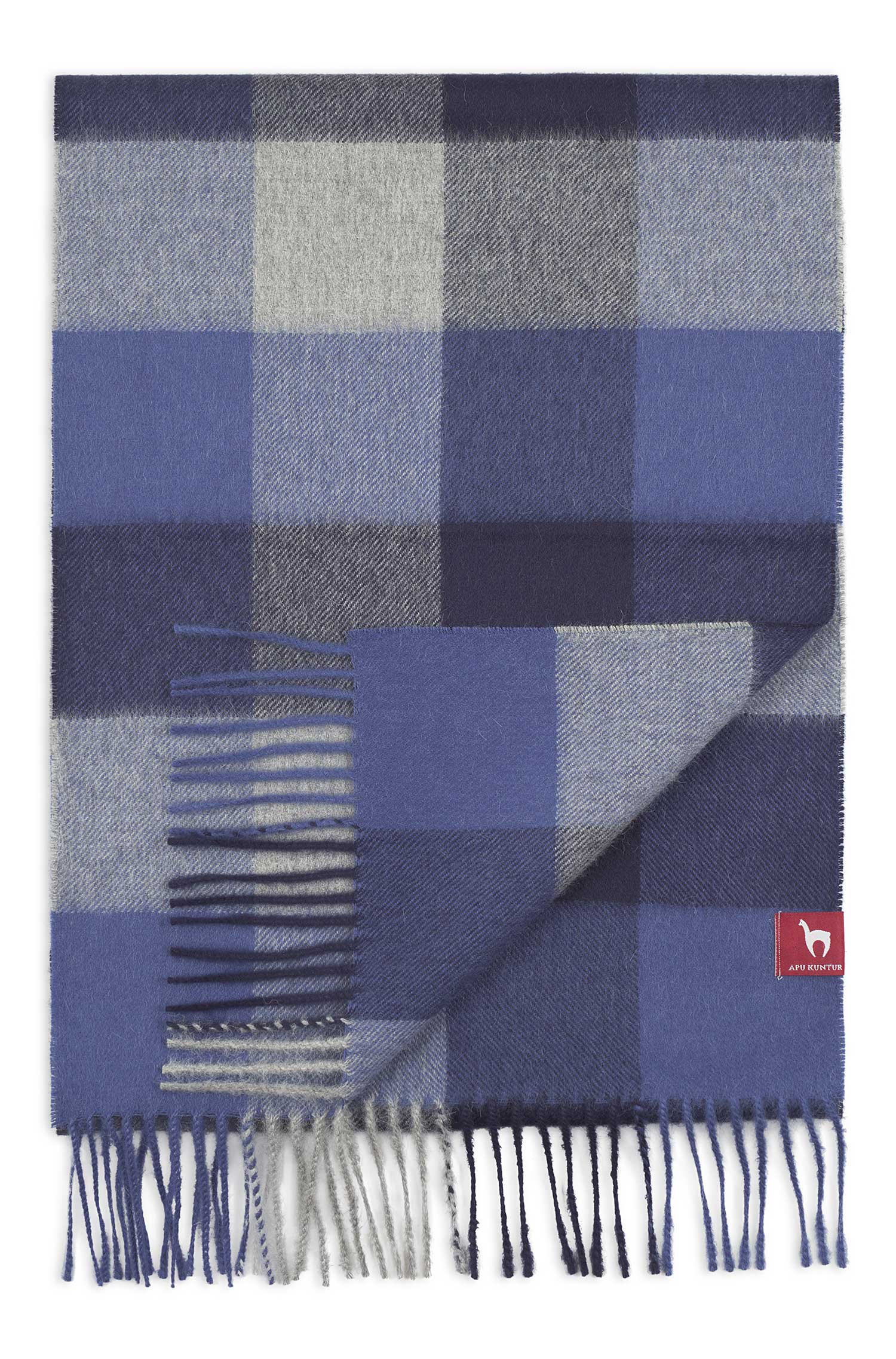 Alpaka Webschal KARO-blau