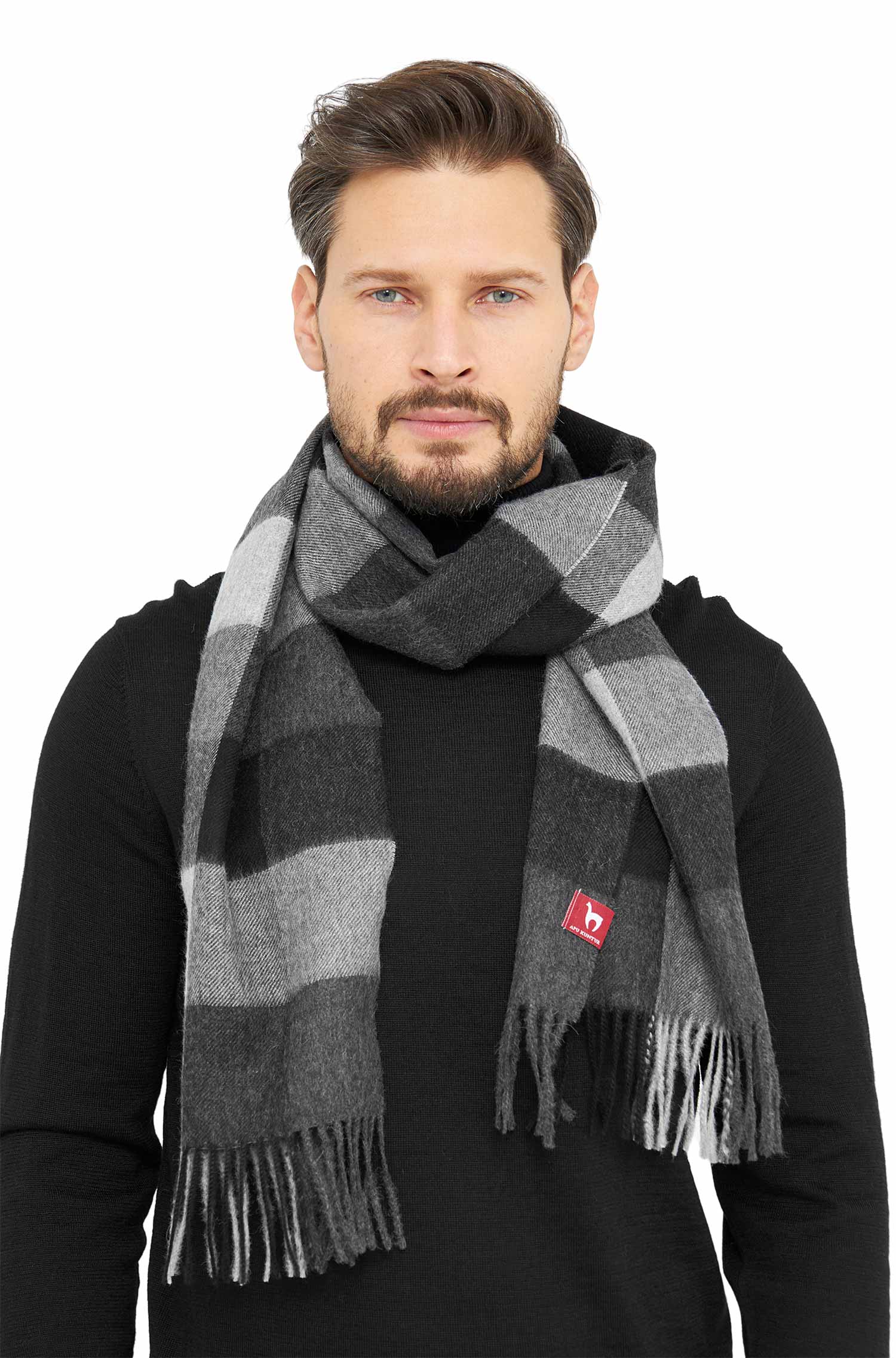 Alpaka Webschal KARO-grau