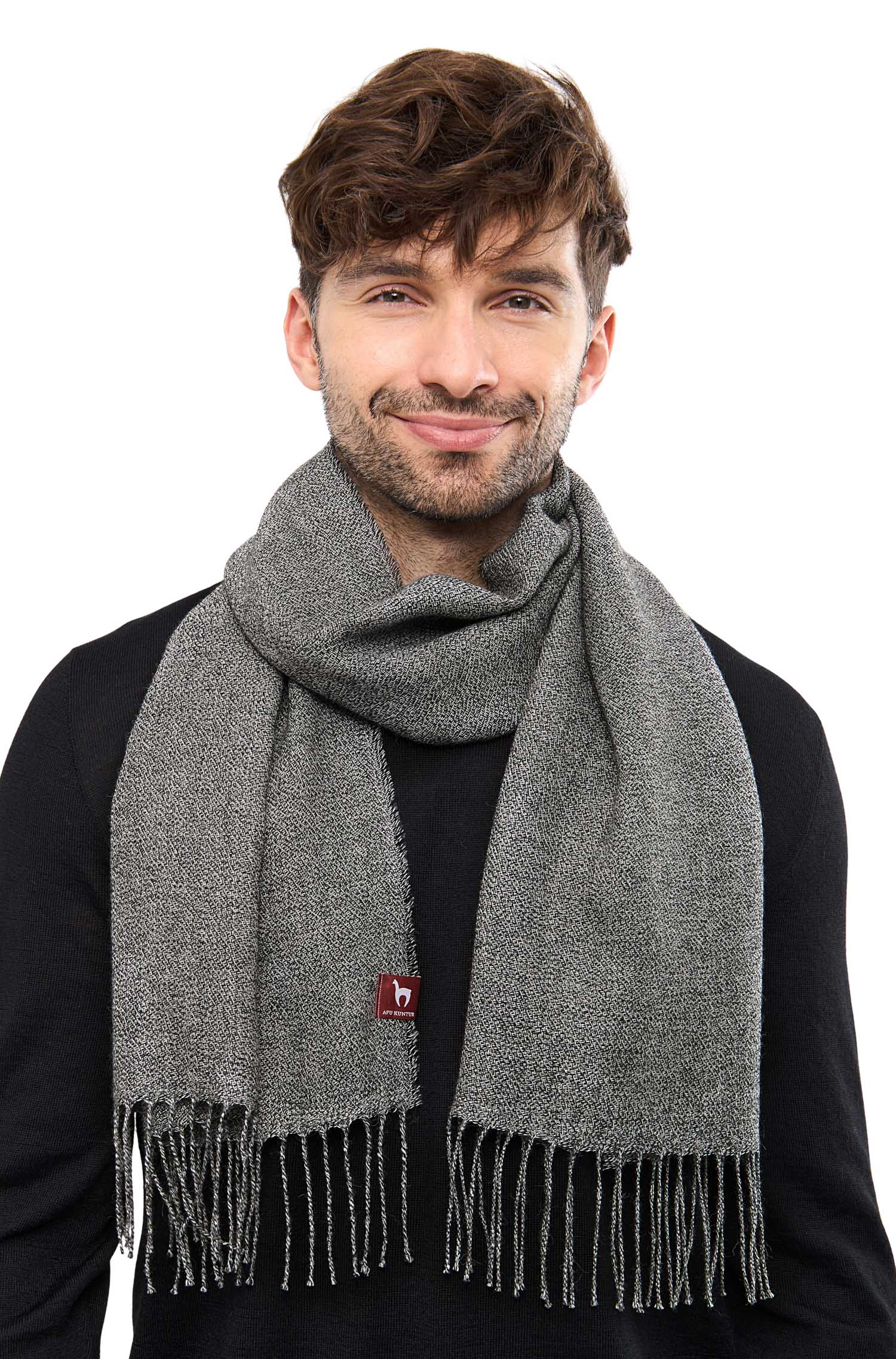 Alpaka Webschal MELIERT-grau meliert