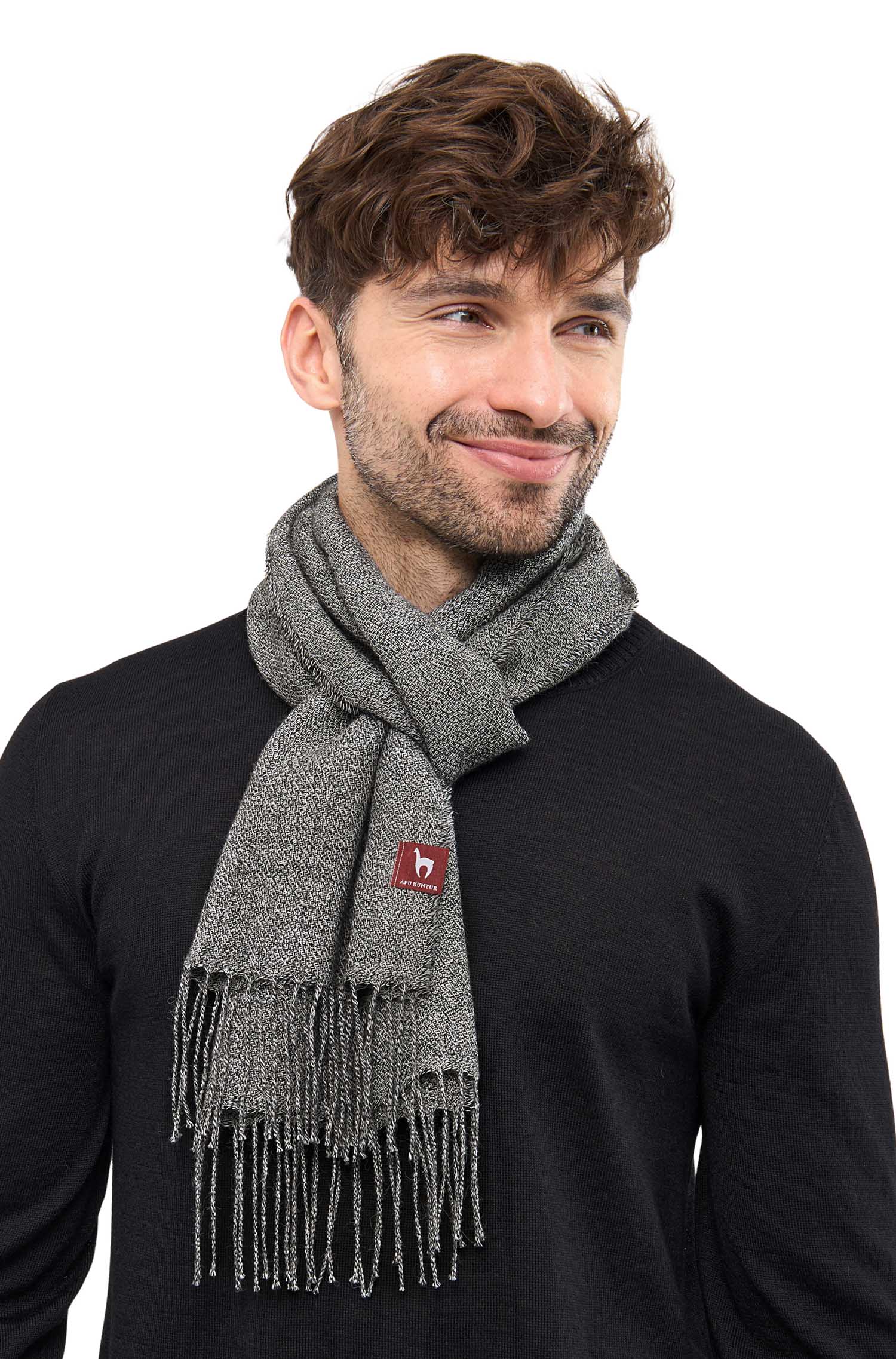 Alpaka Webschal MELIERT-grau meliert