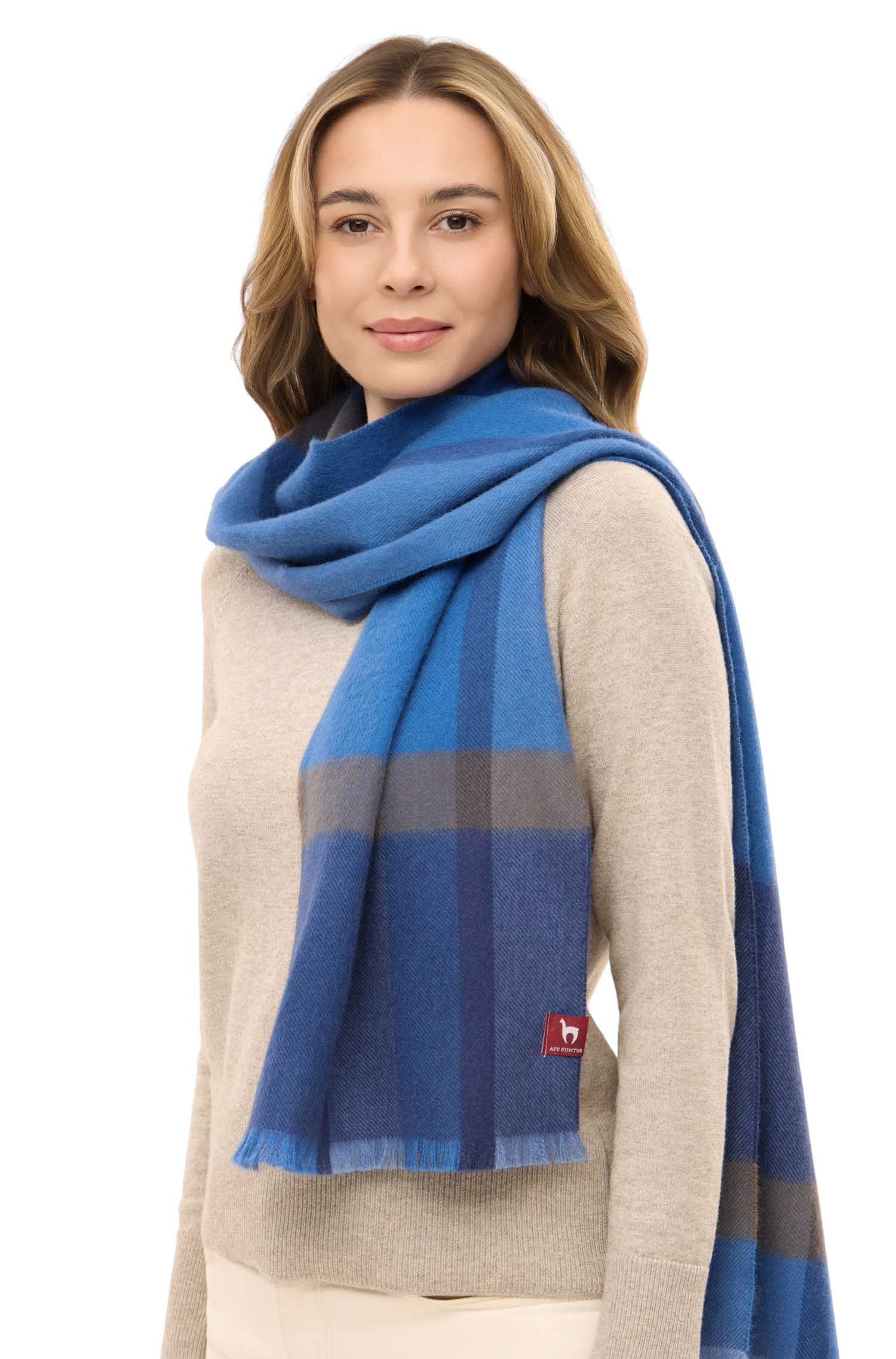 Alpaka Webschal GALANO-blau
