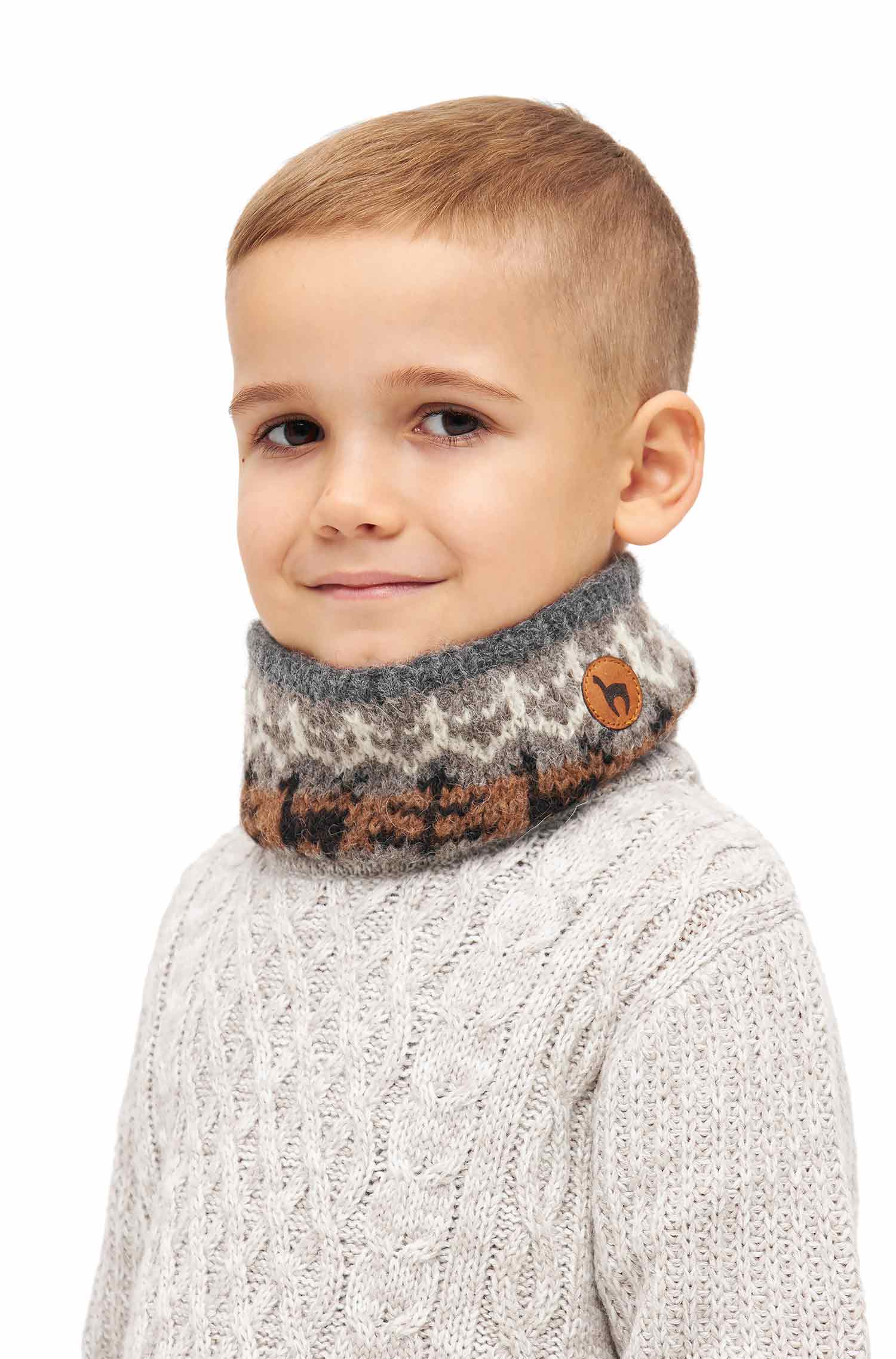 Alpaka Loop-Schal NATURA aus 100% ungefärbtem Alpaka-anthrazit