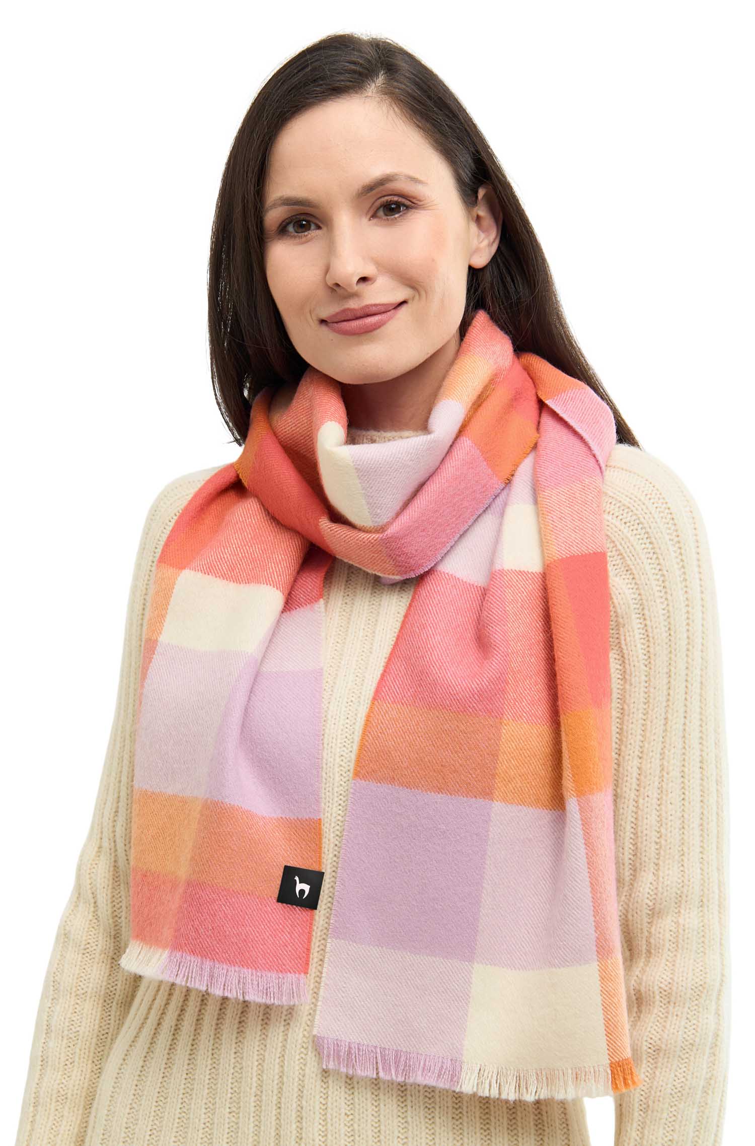 Alpaka Webschal AMIGO-peach/rose