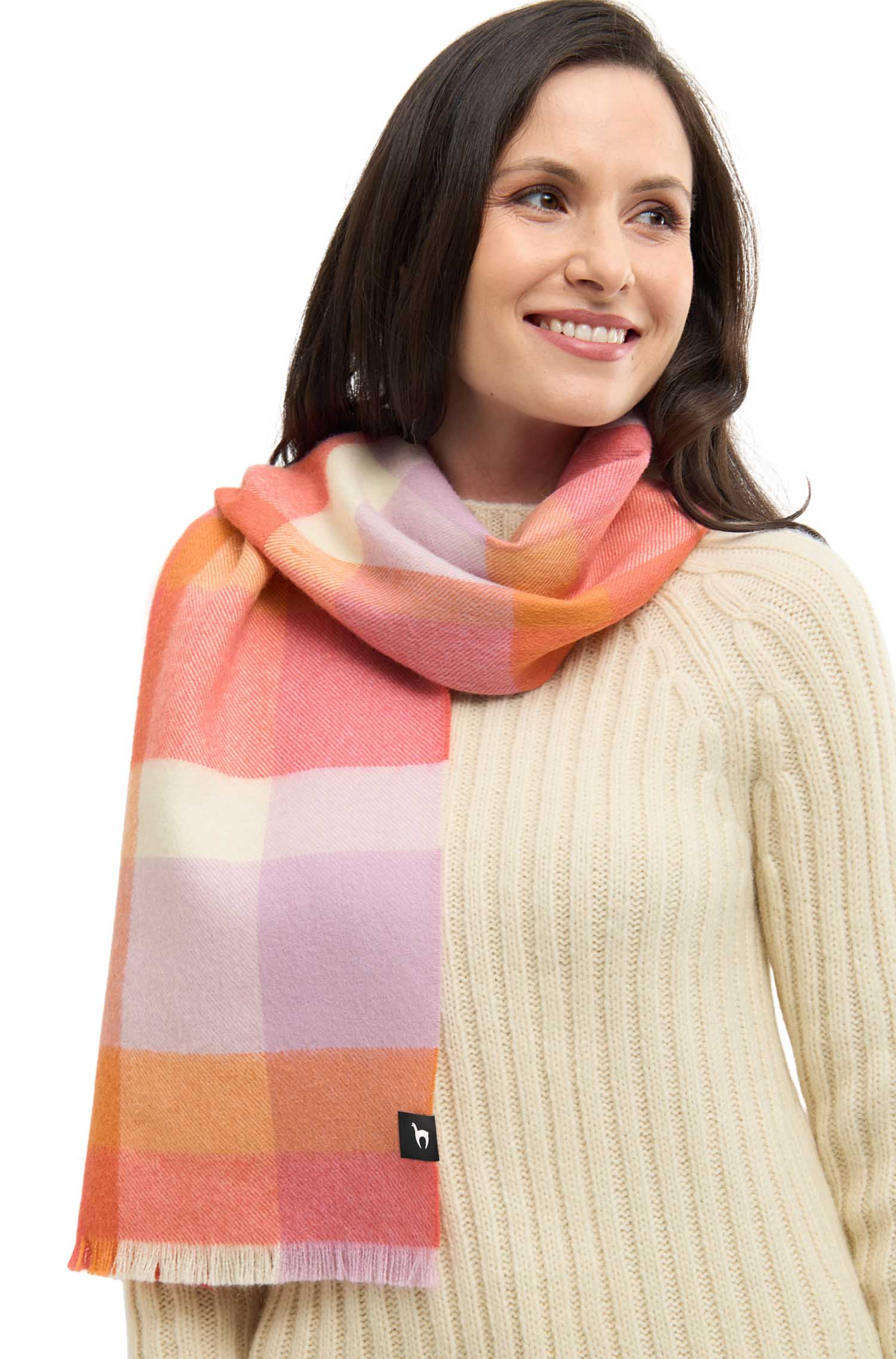 Alpaka Webschal AMIGO-peach/rose