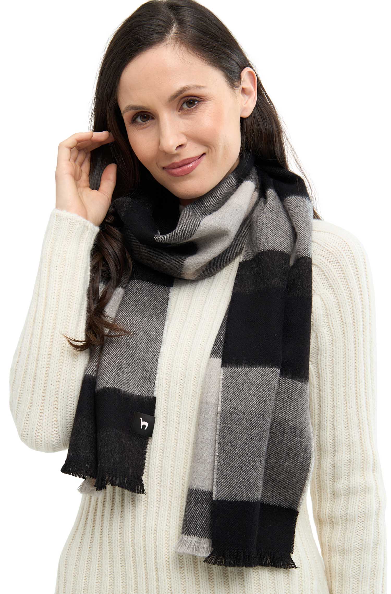 Alpaka Webschal AMIGO-schwarz/ecru